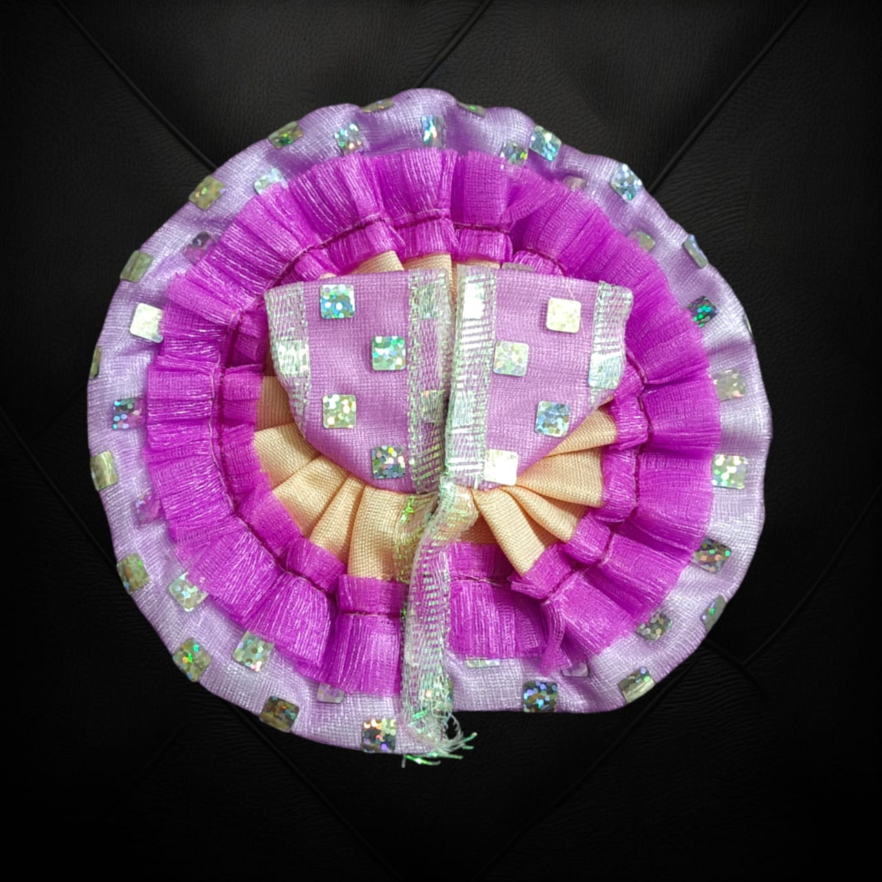 Beautiful net design Laddu Gopal dress for Size 1 No., adorned with intricate patterns, perfect for daily pooja or special occasions.