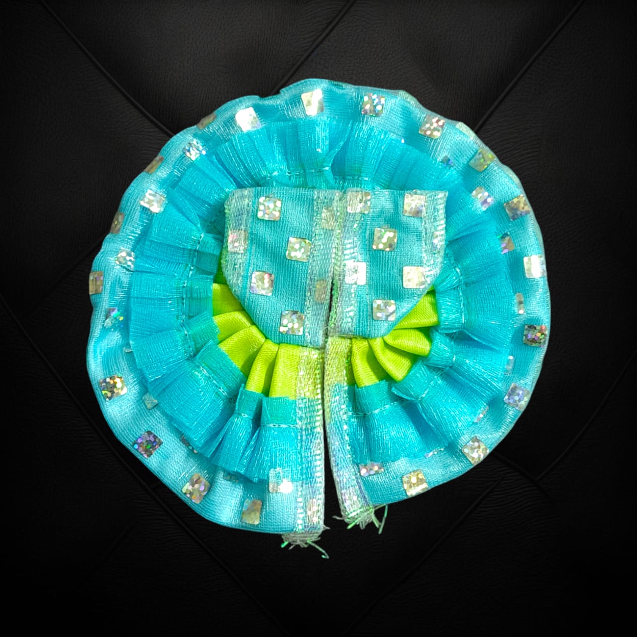 Beautiful net design Laddu Gopal dress for Size 1 No., adorned with intricate patterns, perfect for daily pooja or special occasions.