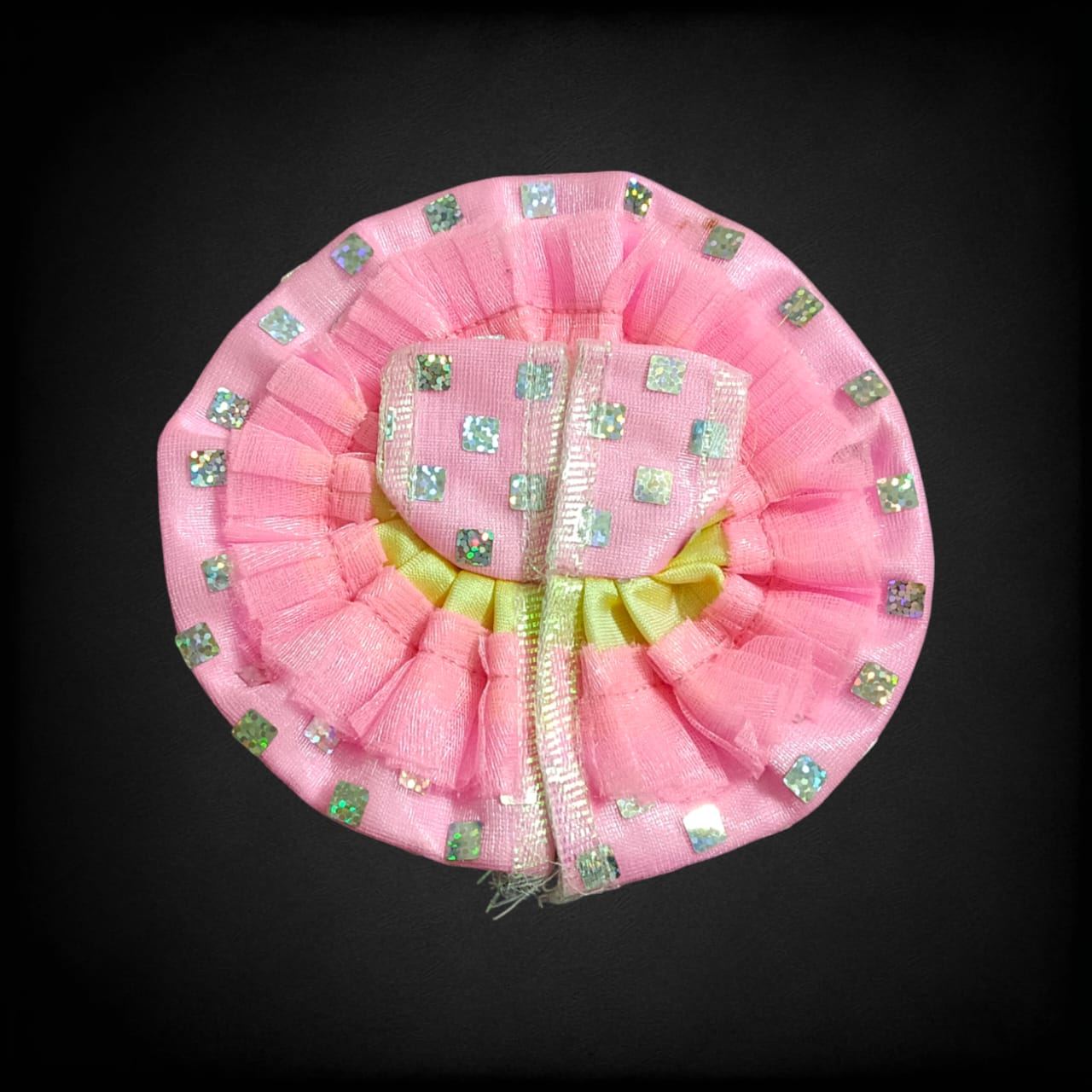 Beautiful net design Laddu Gopal dress for Size 1 No., adorned with intricate patterns, perfect for daily pooja or special occasions.