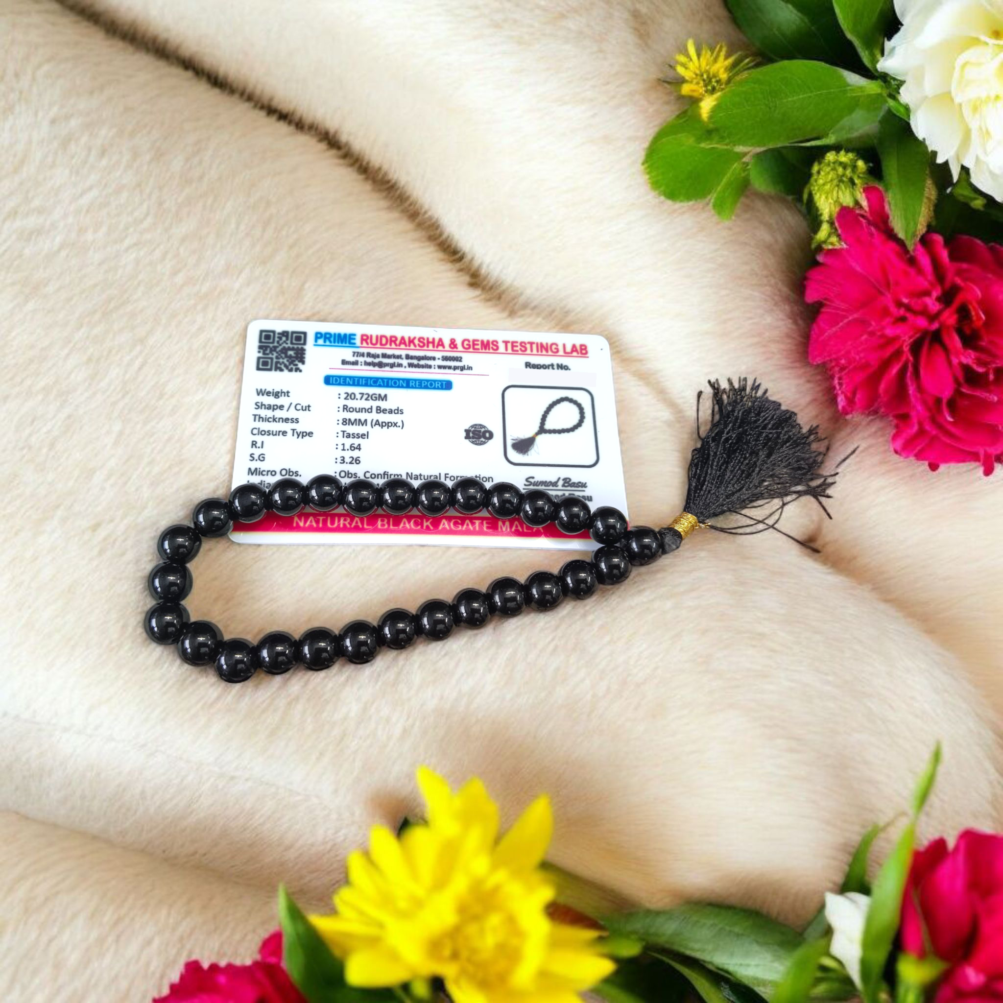 Black Agate Mala - Kala Hakik Mala | Lab Certified | Timeshopee