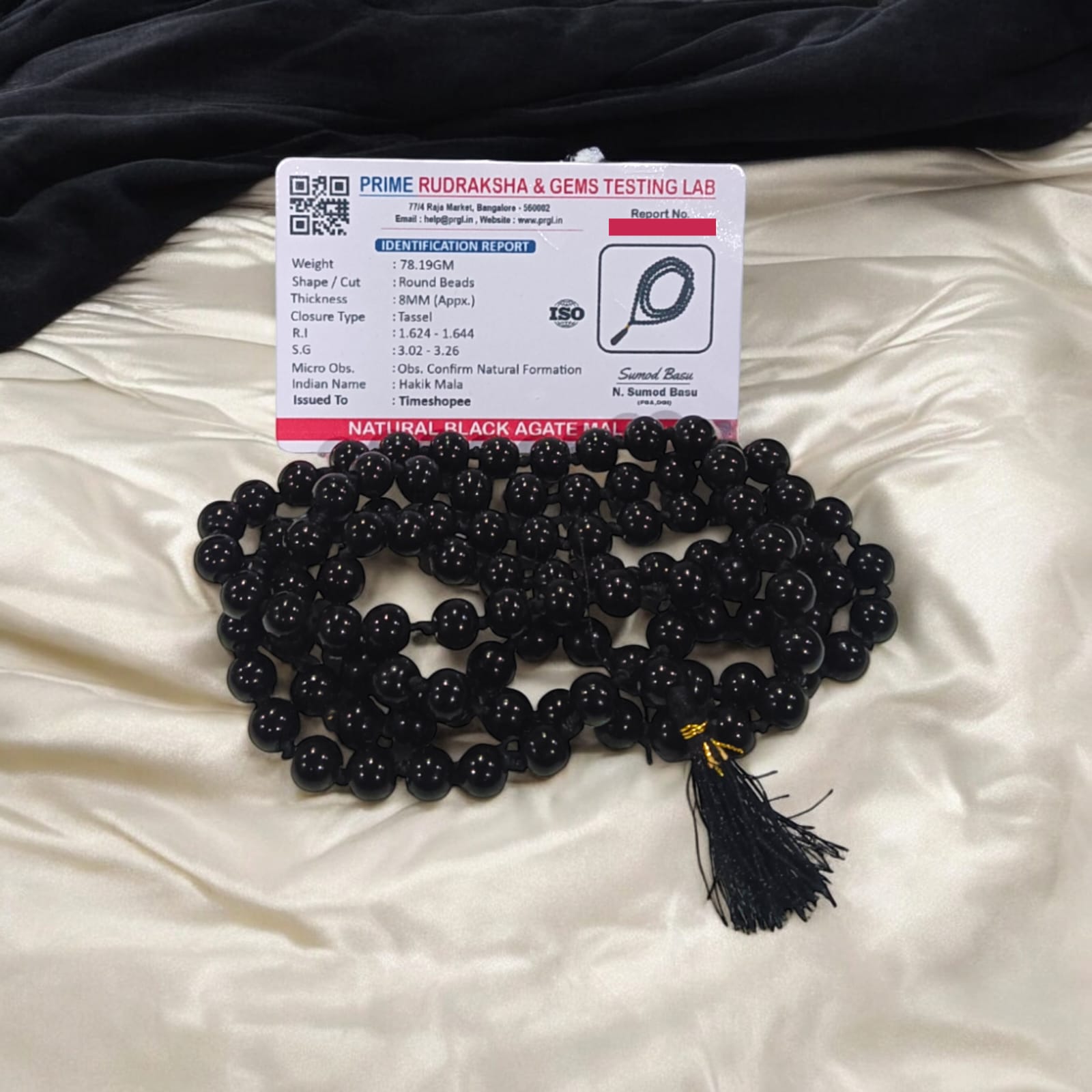 Black Agate Mala - Kala Hakik Mala | Lab Certified | Timeshopee