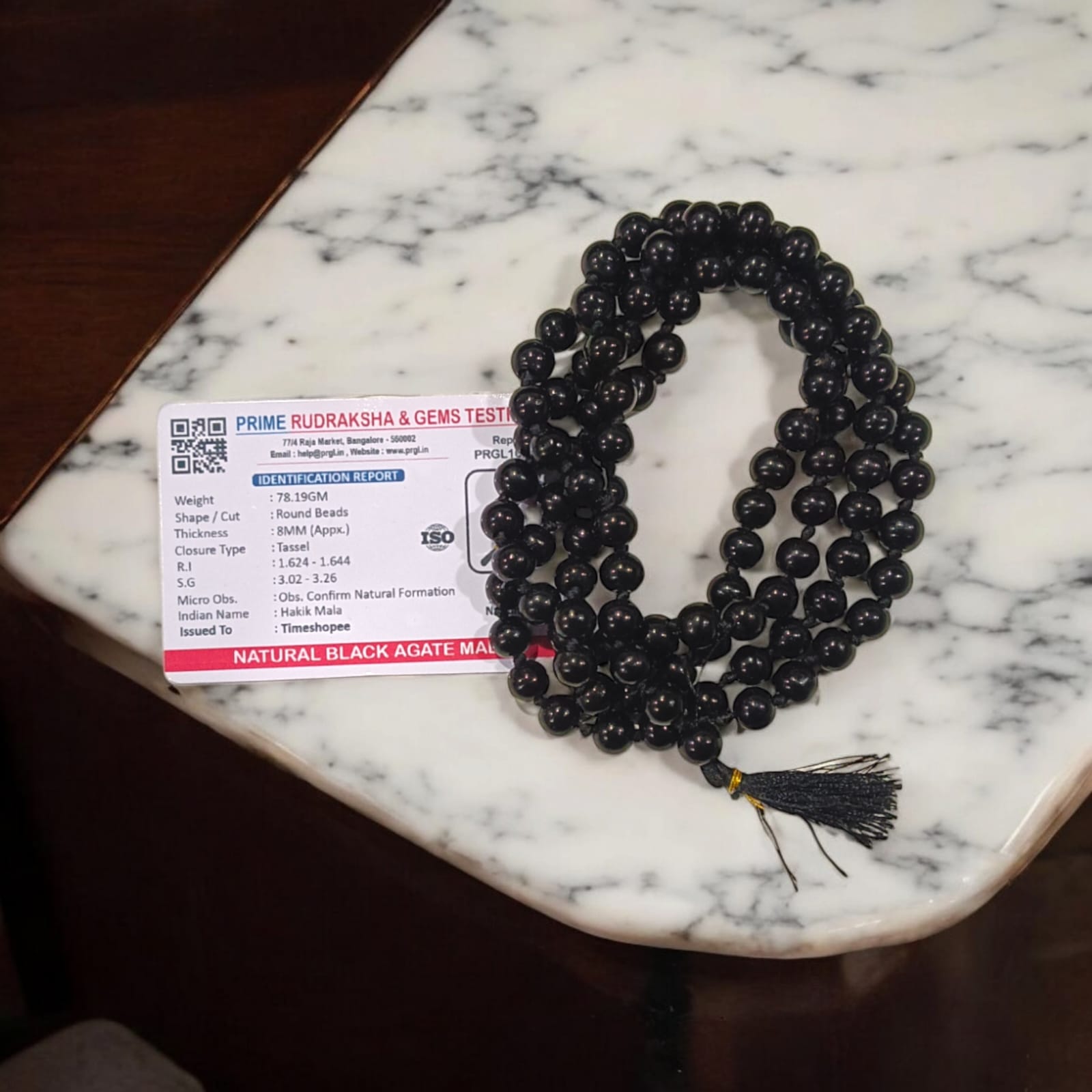 Black Agate Mala - Kala Hakik Mala | Lab Certified | Timeshopee