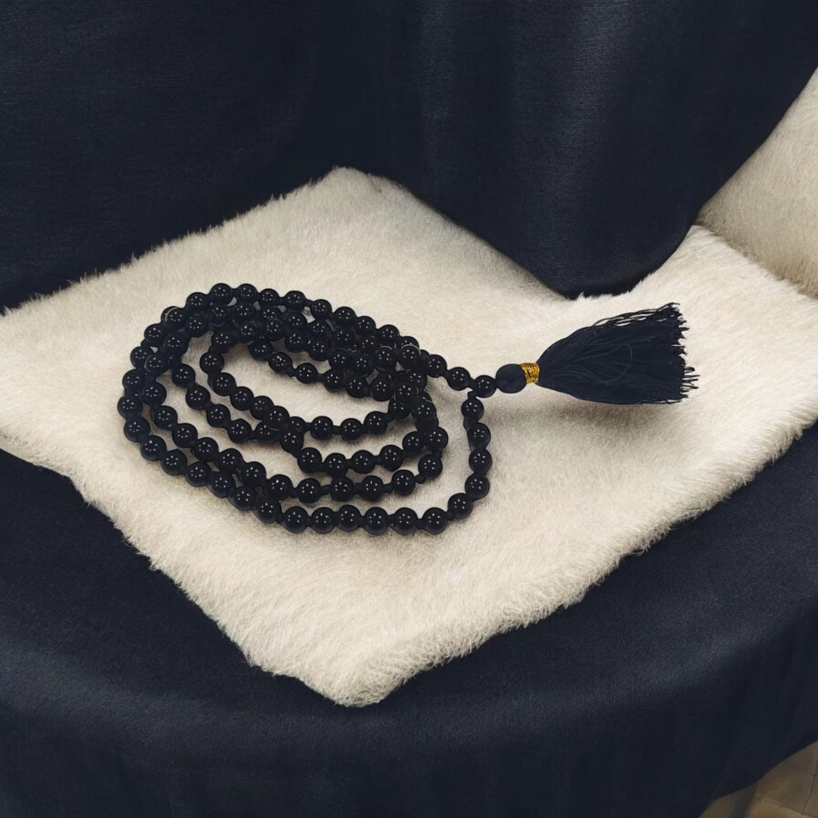 Black Agate Mala - Kala Hakik Mala | Lab Certified | Timeshopee