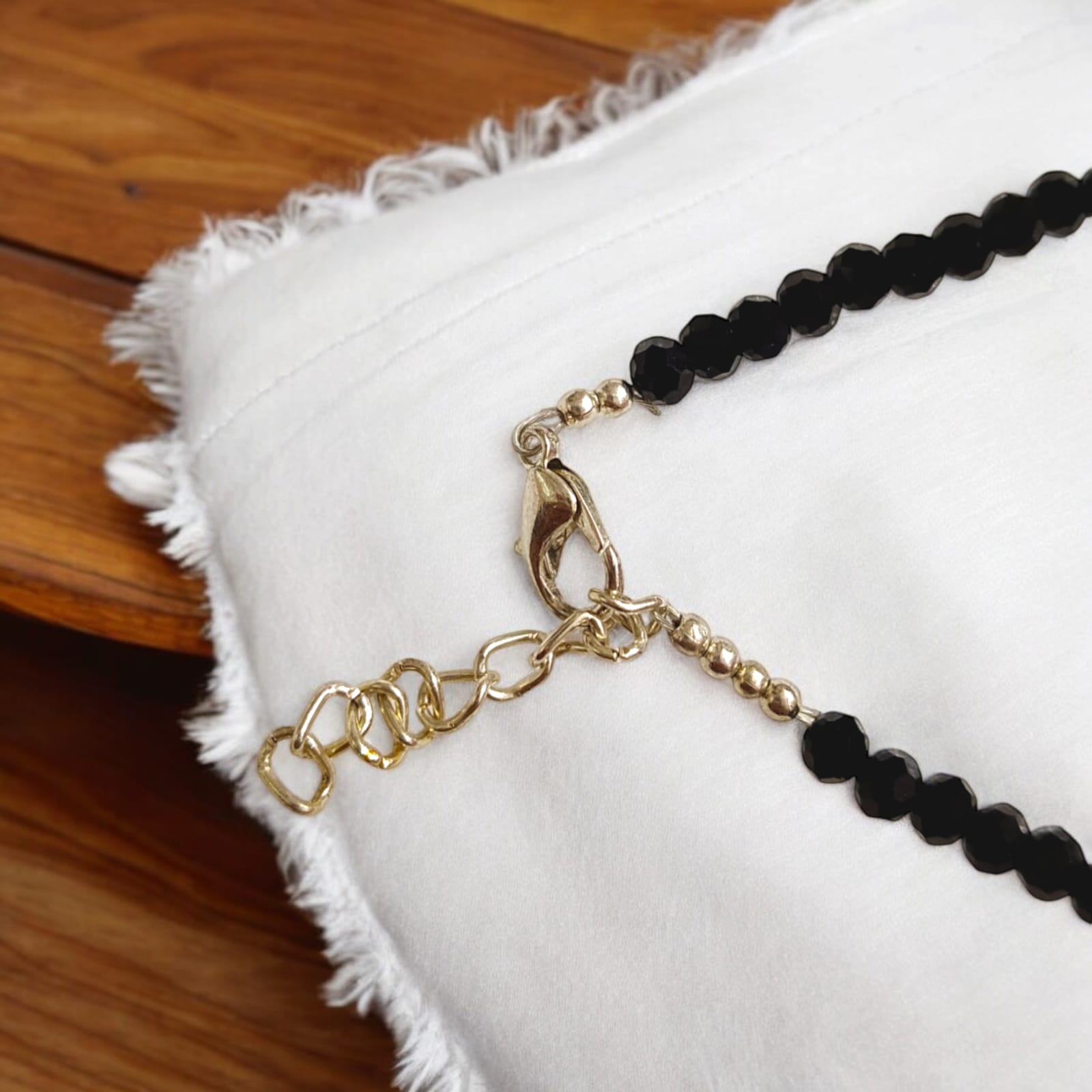 Black Crystal Beads Anklet with Evil Eye Symbol | Unisex Wear