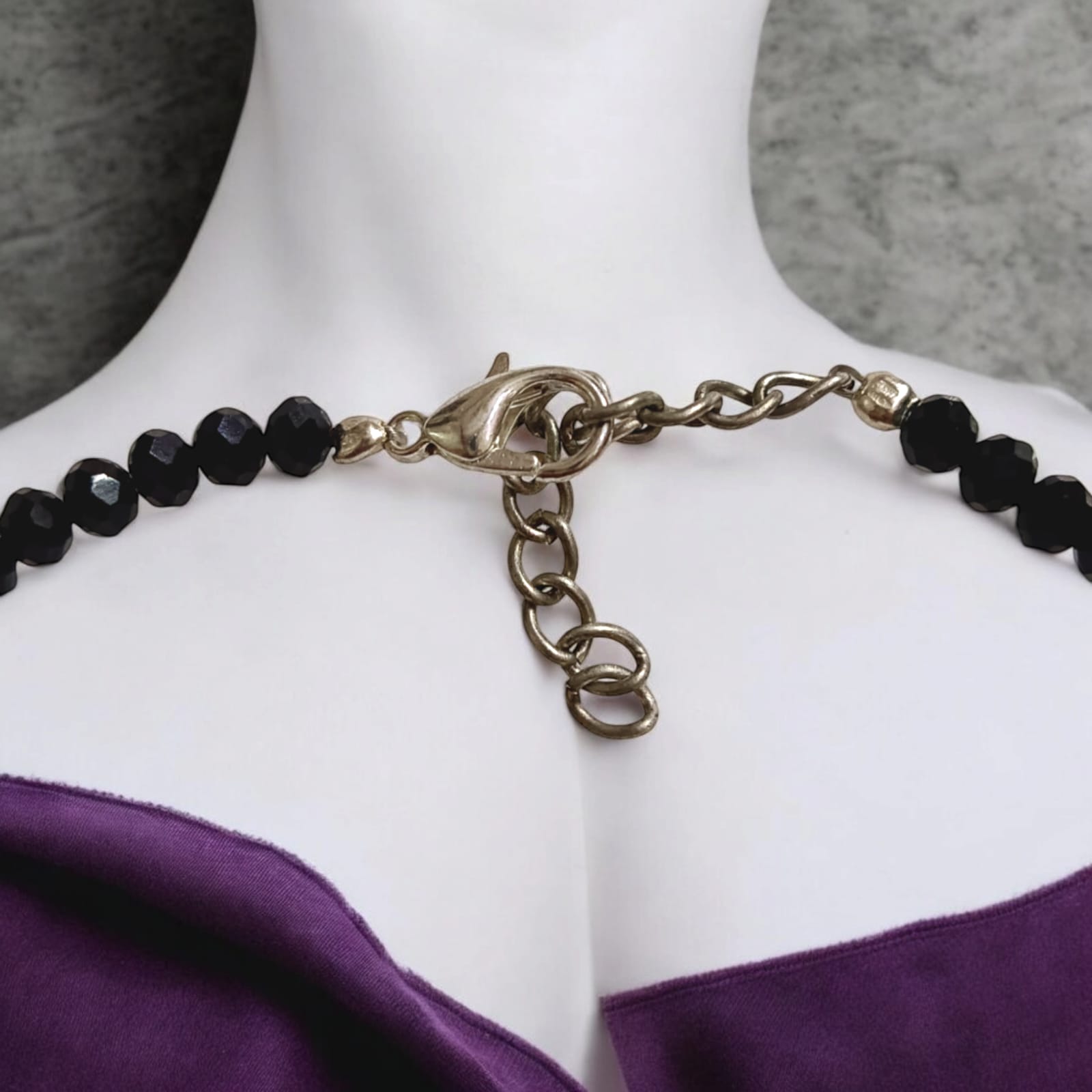 Black Crystal Beads Anklet with Evil Eye and Tortoise Symbol for Unisex