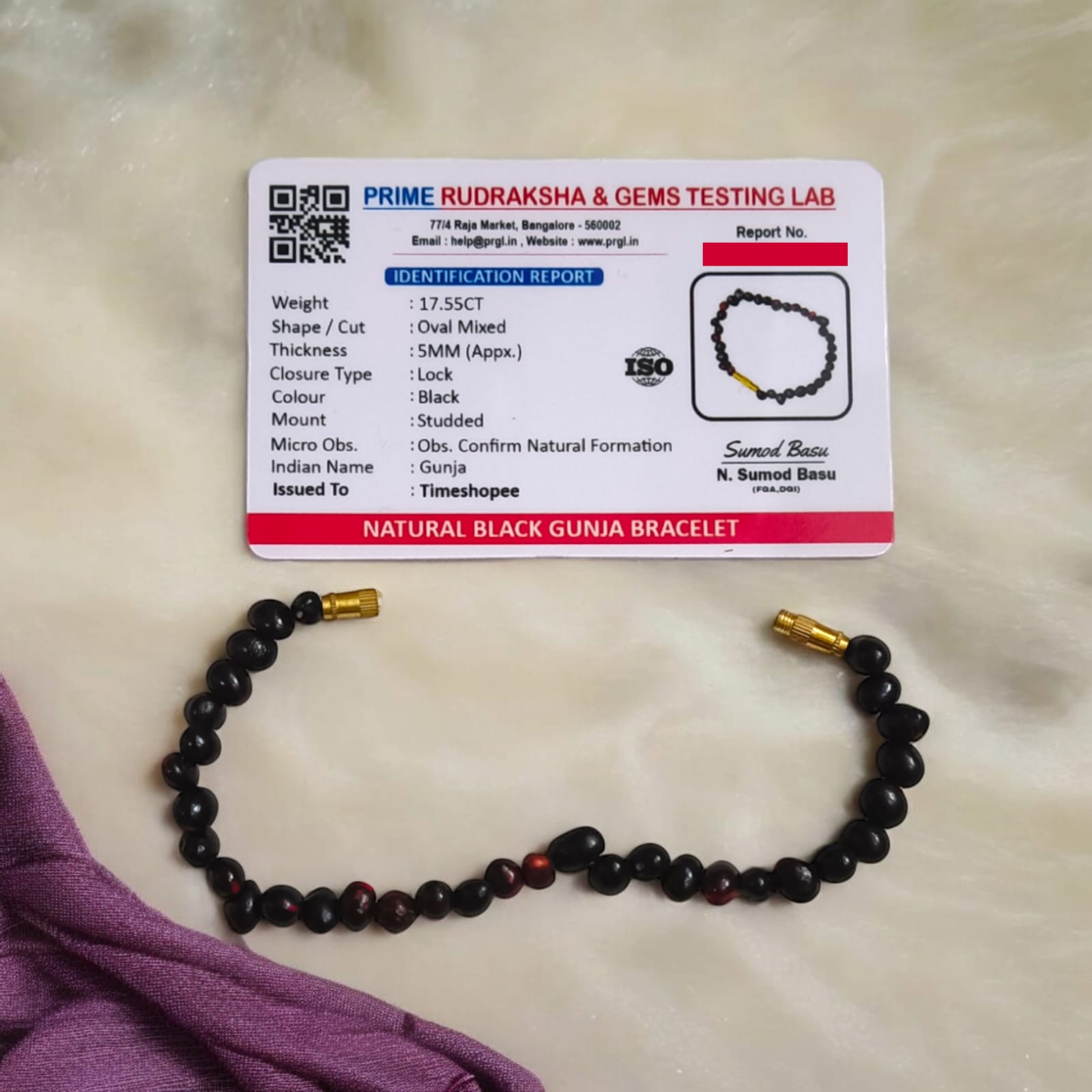 Black Gunja Bracelet | Kaali Gunja Bracelet | Lab Certified | Timeshopee