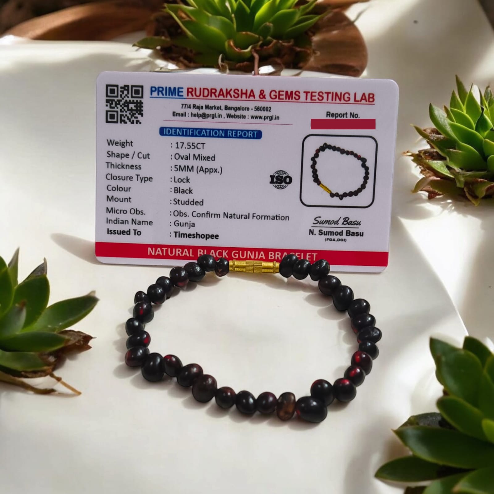 Black Gunja Bracelet | Kaali Gunja Bracelet | Lab Certified | Timeshopee