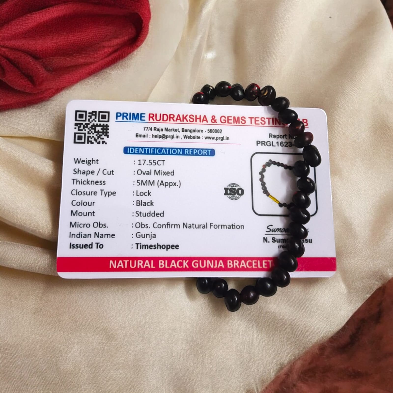 Black Gunja Bracelet | Kaali Gunja Bracelet | Lab Certified | Timeshopee
