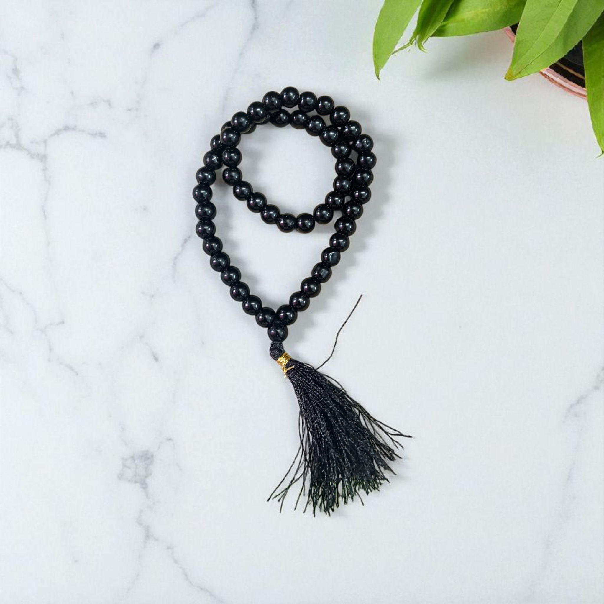 Black Hakik Agate Mala 54+1 Beads - 6mm Beads for Japa, Meditation, and Protection - Lab Certified