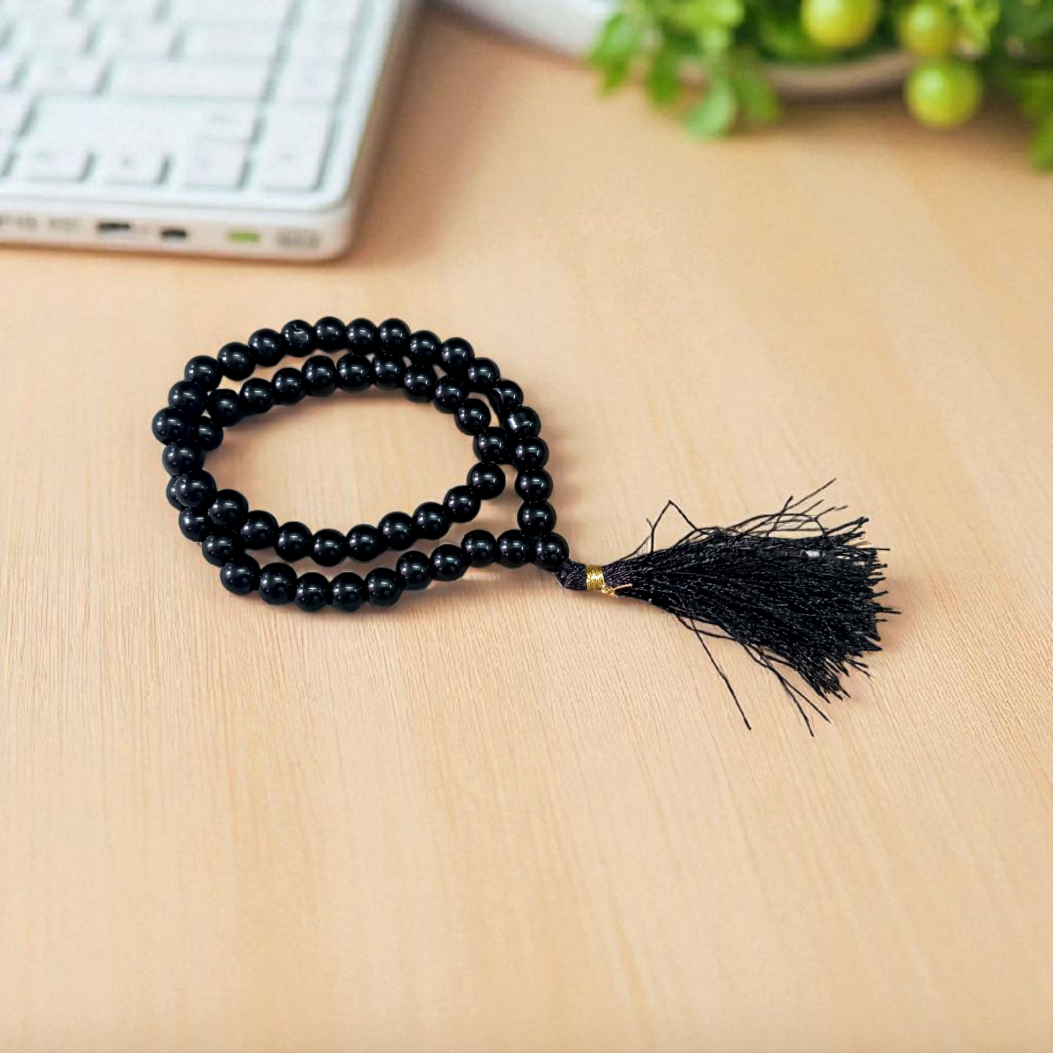 Black Hakik Agate Mala 54+1 Beads - 6mm Beads for Japa, Meditation, and Protection - Lab Certified