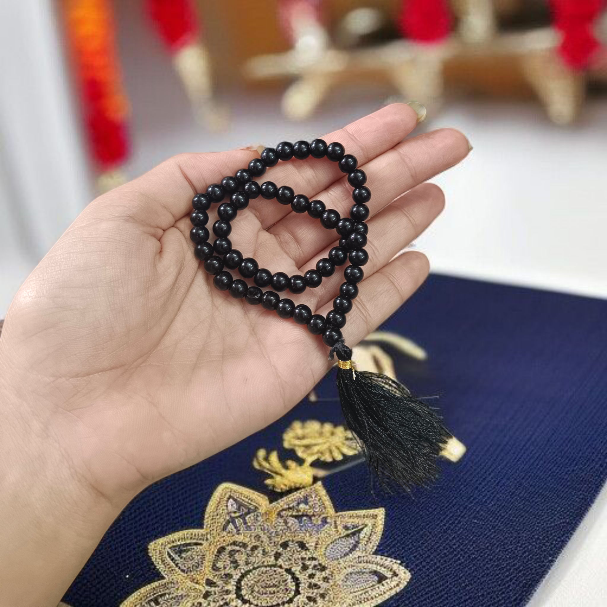 Black Hakik Agate Mala 54+1 Beads - 6mm Beads for Japa, Meditation, and Protection - Lab Certified