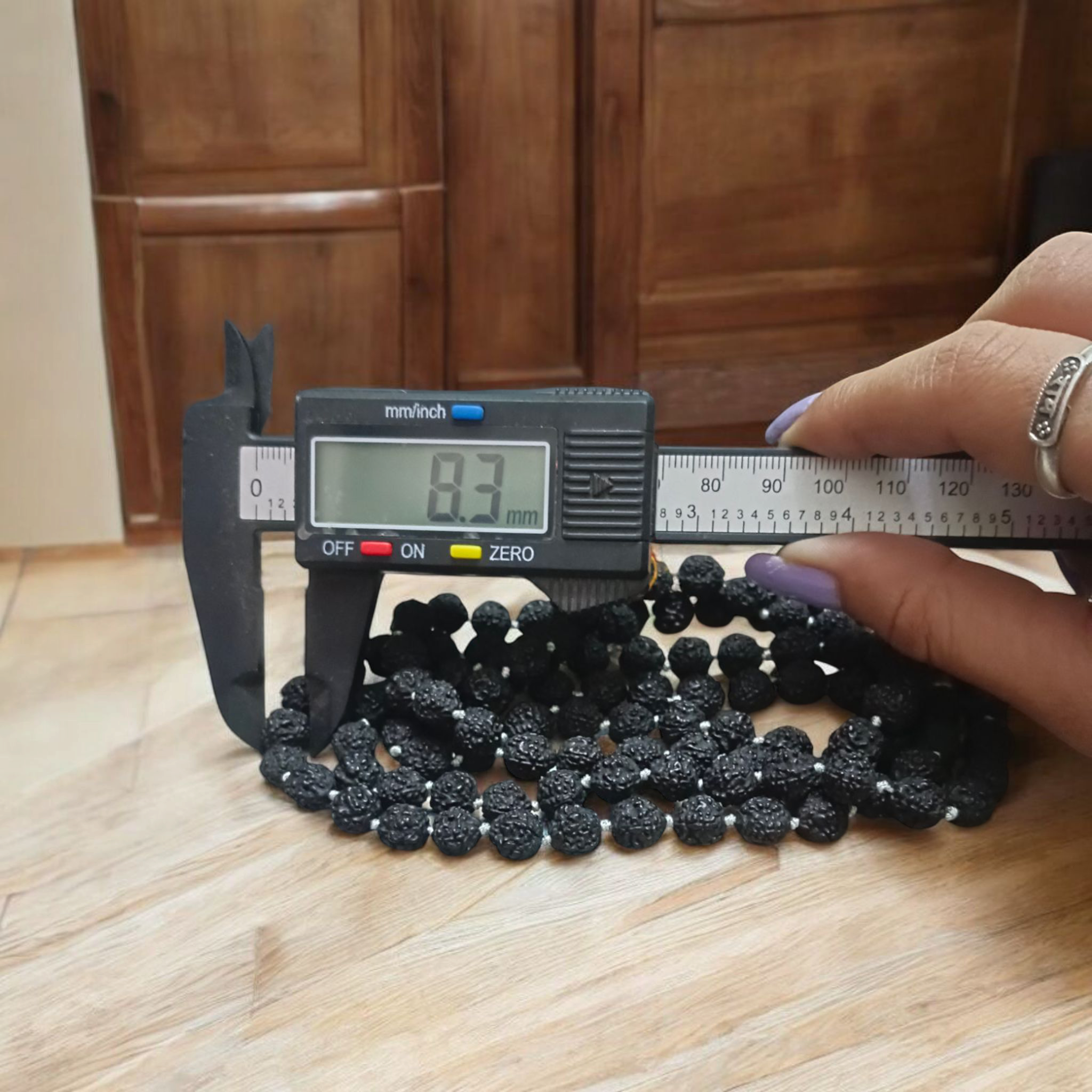 Black Rudraksh Mala with 5 Mukhi Beads in 27+1, 54+1, and 108+1 Variants – Lab Certified Spiritual Rosary by Timeshopee