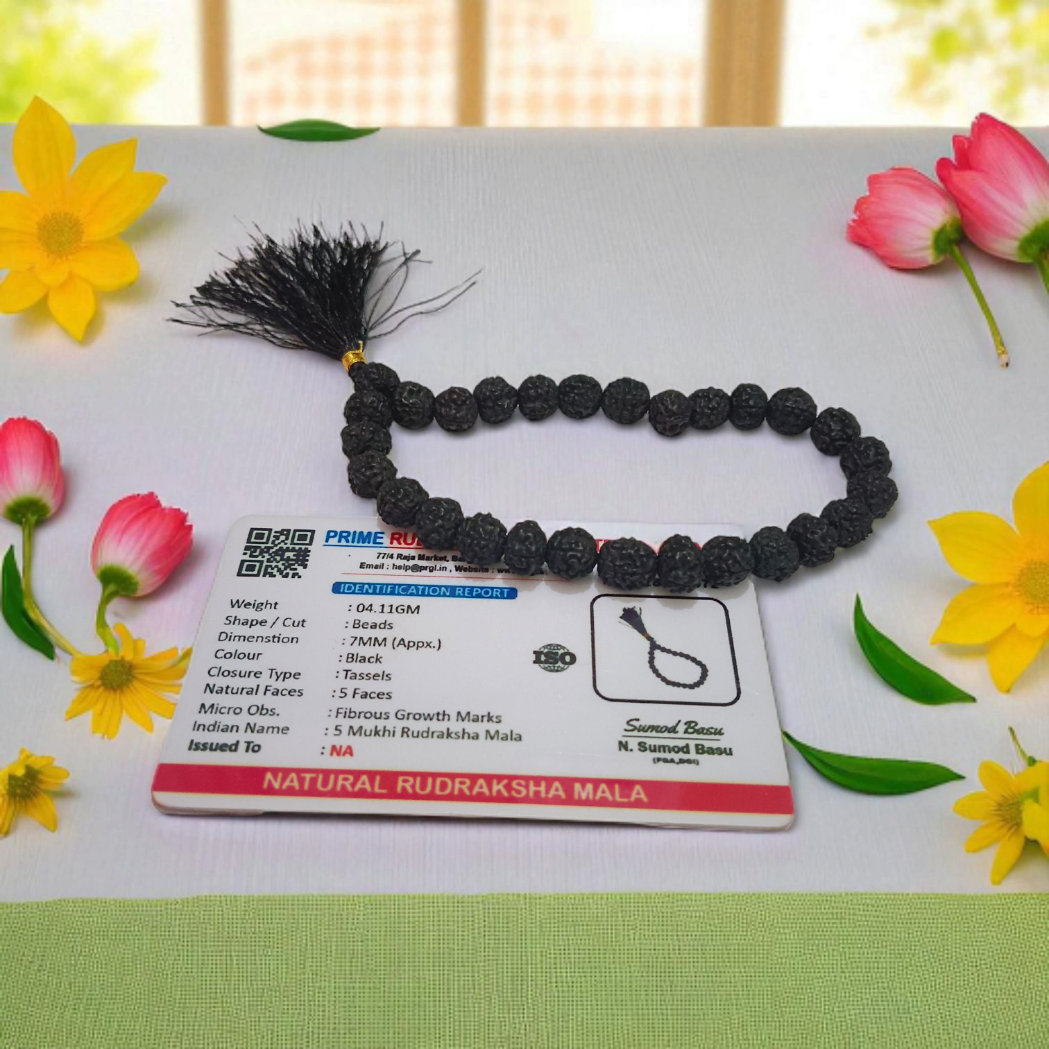 Black Rudraksh Mala with 5 Mukhi Beads in 27+1, 54+1, and 108+1 Variants – Lab Certified Spiritual Rosary by Timeshopee