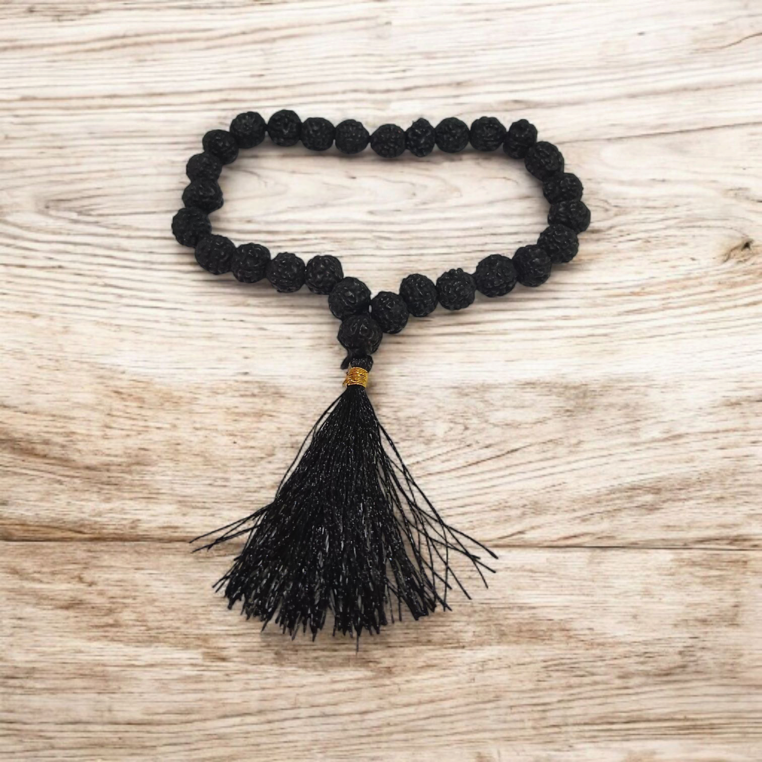 Black Rudraksh Mala with 5 Mukhi Beads in 27+1, 54+1, and 108+1 Variants – Lab Certified Spiritual Rosary by Timeshopee