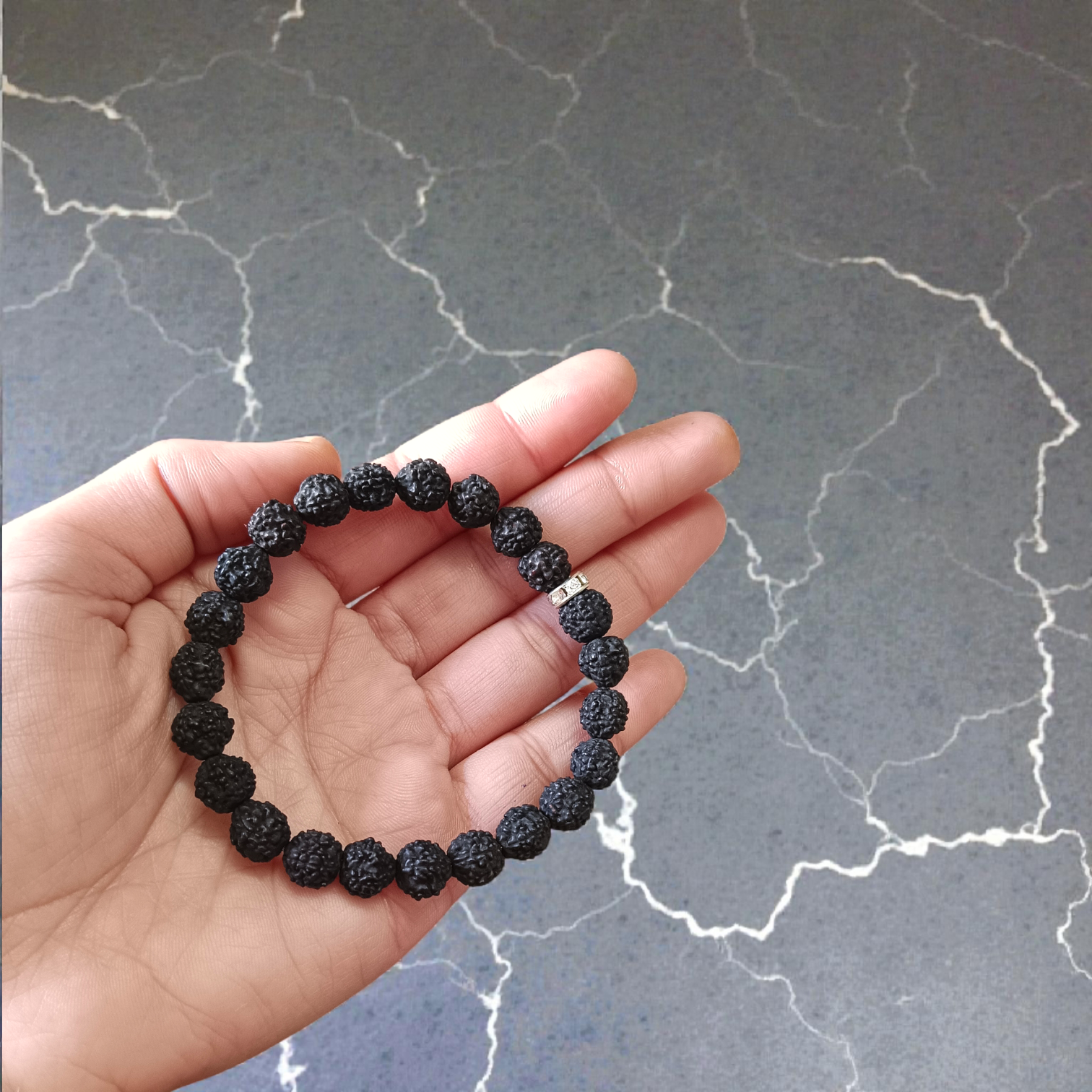 Black Rudraksha Bracelet - 5 Mukhi Black Rudraksha Bracelet Lab Certified | 7mm Beads Stretchable Bracelet | Perfect for Spiritual Healing & Daily Wear