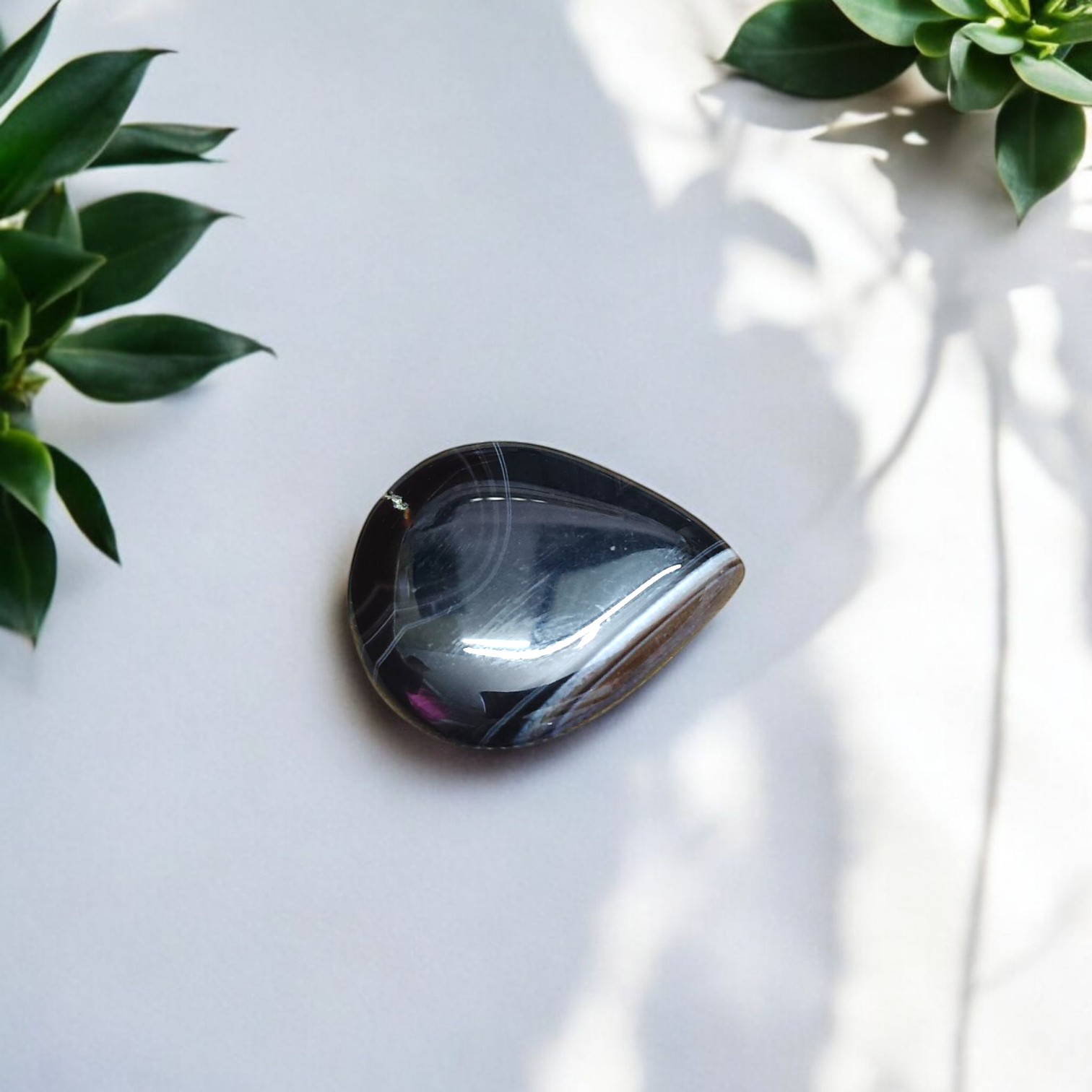 Black Sulemani Hakik Stone - Polished Natural Agate for Protection, Balance, and Spiritual Focus