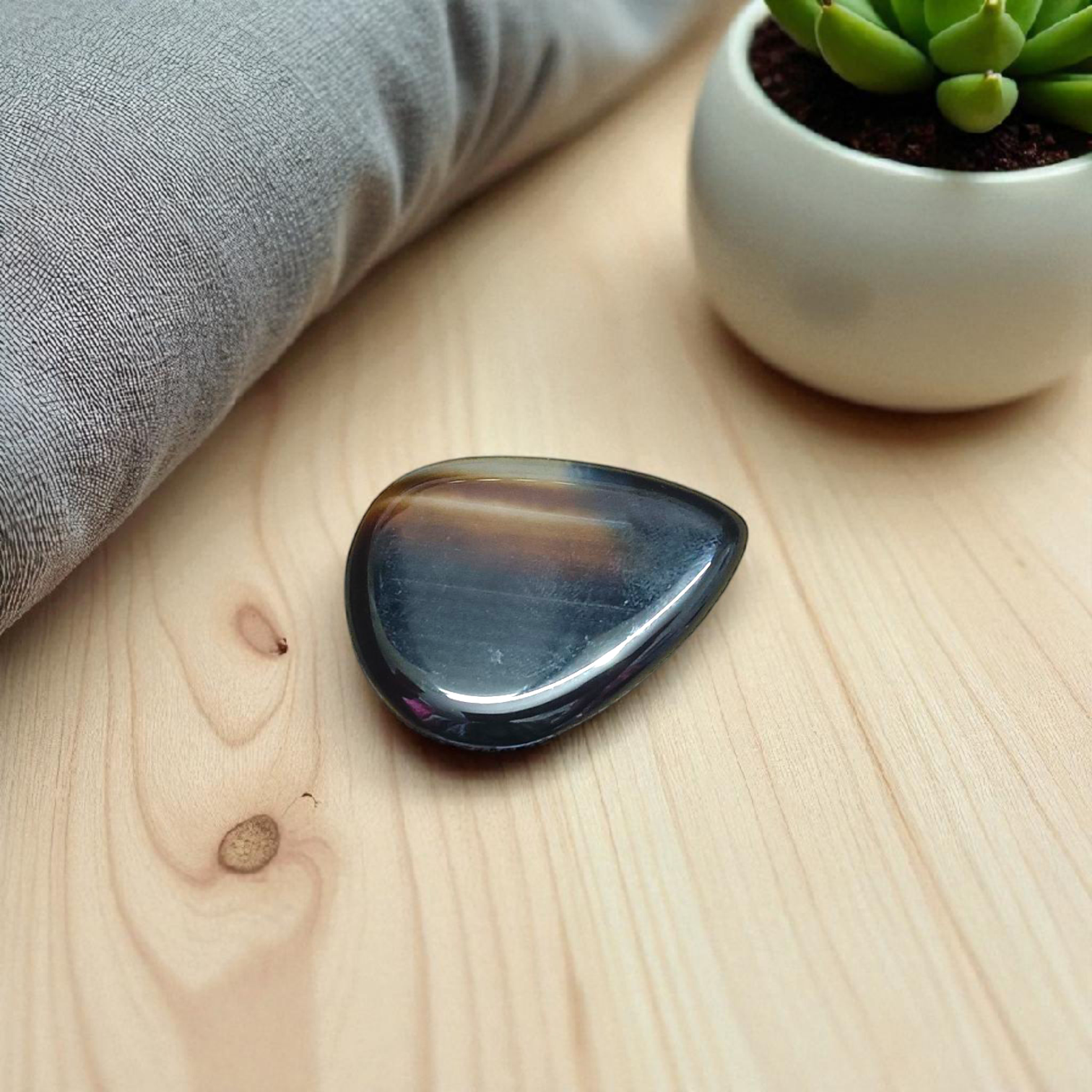 Black Sulemani Hakik Stone - Polished Natural Agate for Protection, Balance, and Spiritual Focus