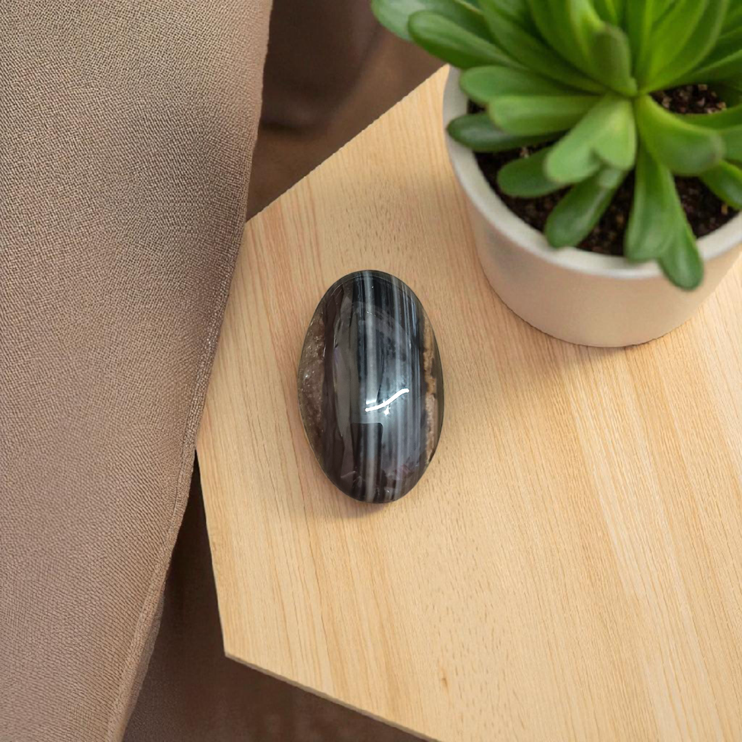 Black Sulemani Hakik Stone - Polished Natural Agate for Protection, Balance, and Spiritual Focus