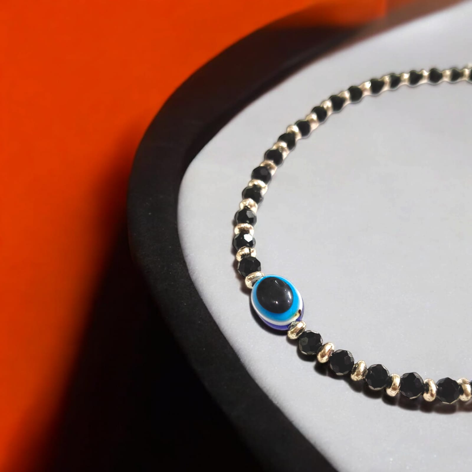Black bead anklet pair with evil eye charm for women from Timeshopee