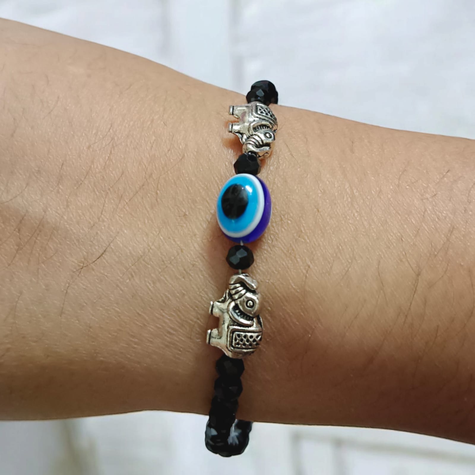 Black bead anklet with evil eye charm for girls from Timeshopee