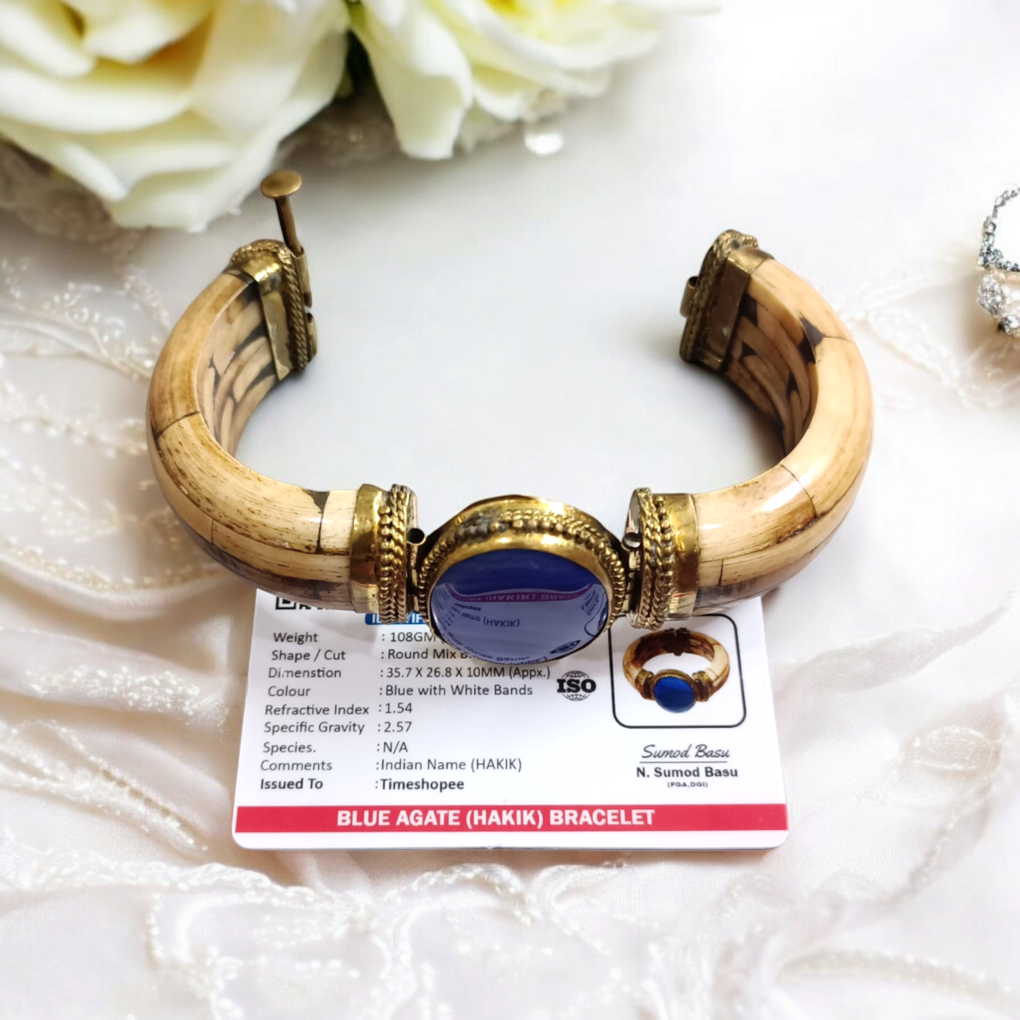 Blue Hakik Bracelet with Antique Design and Lab Certificate