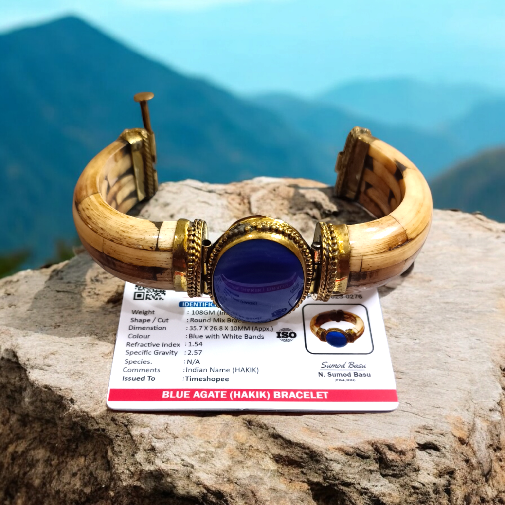 Blue Hakik Bracelet with Antique Design and Lab Certificate