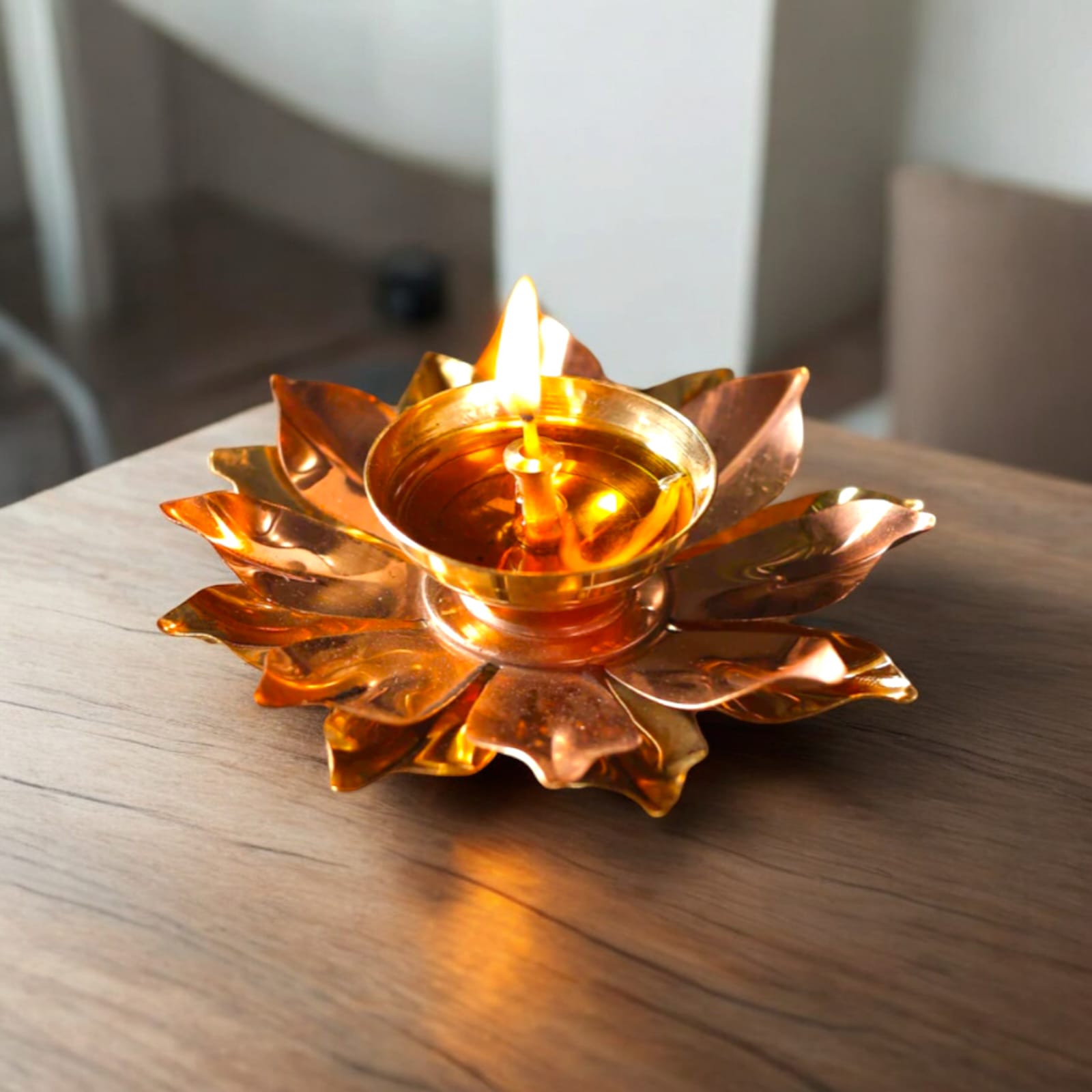 Brass Akhand Jyot Lotus Shape Set of 2 Gold Timeshopee