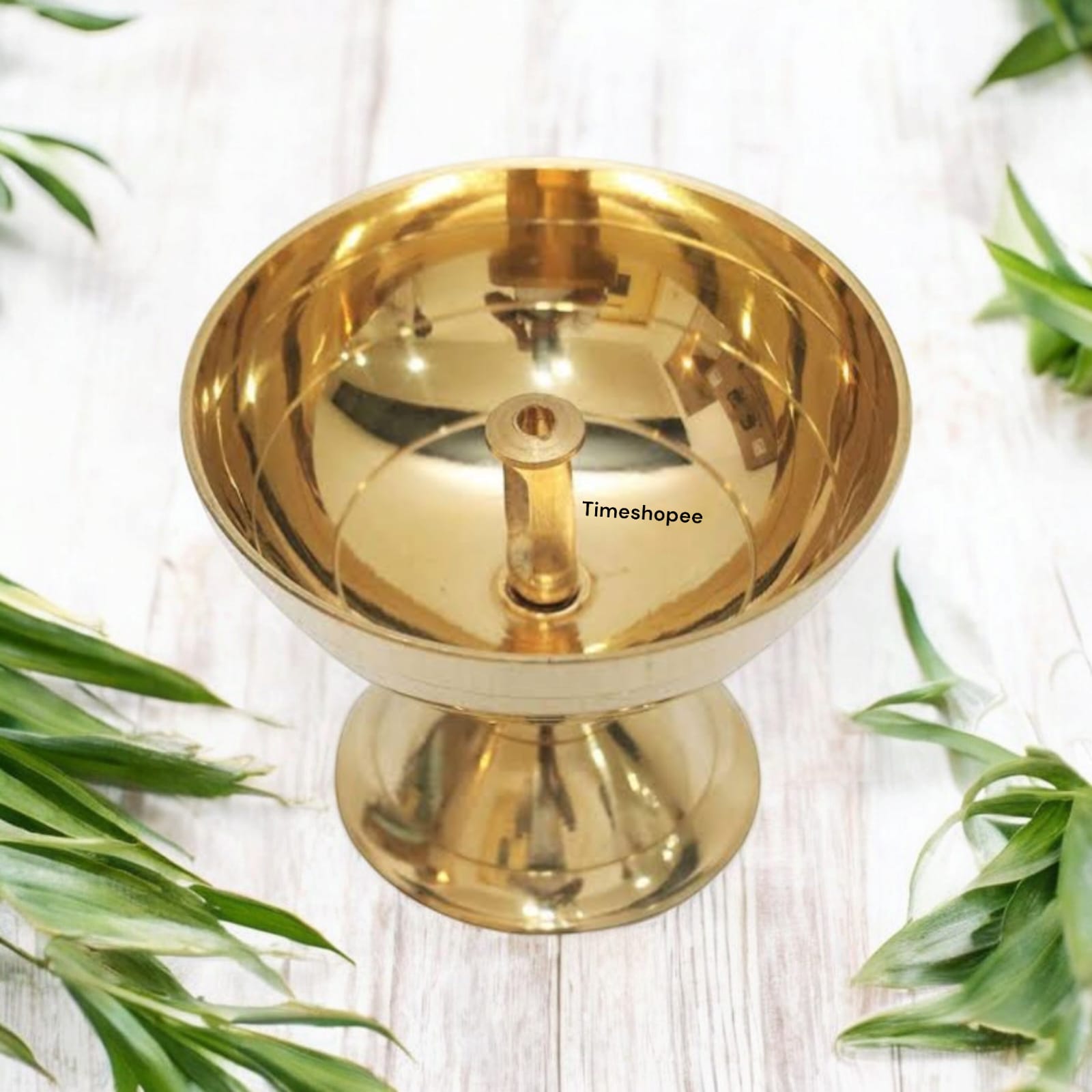 Brass Akhand Jyot Pooja Oil Lamp with a heavy base, perfect for daily rituals and aarti.