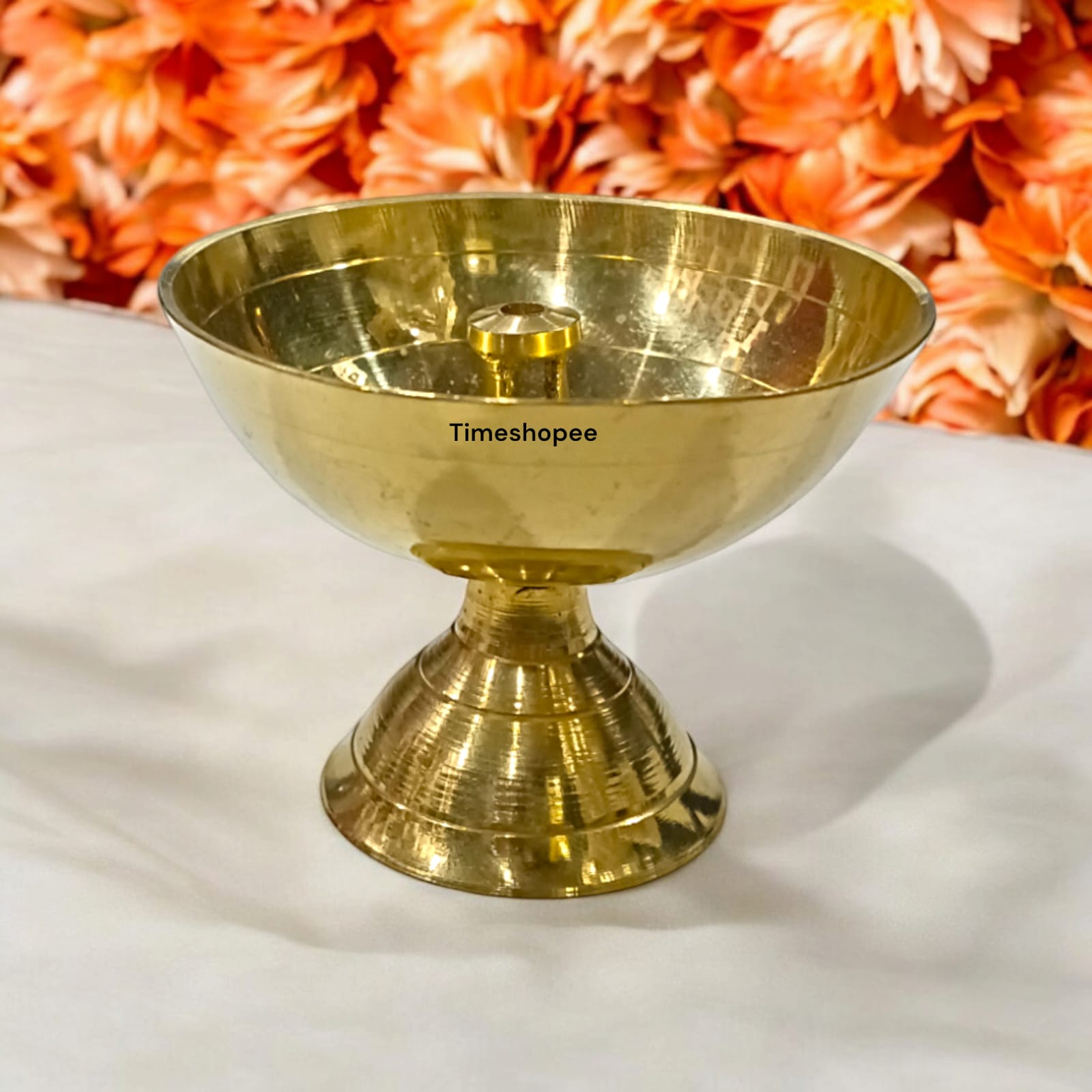 Brass Akhand Jyot Pooja Oil Lamp with a heavy base, perfect for daily rituals and aarti.