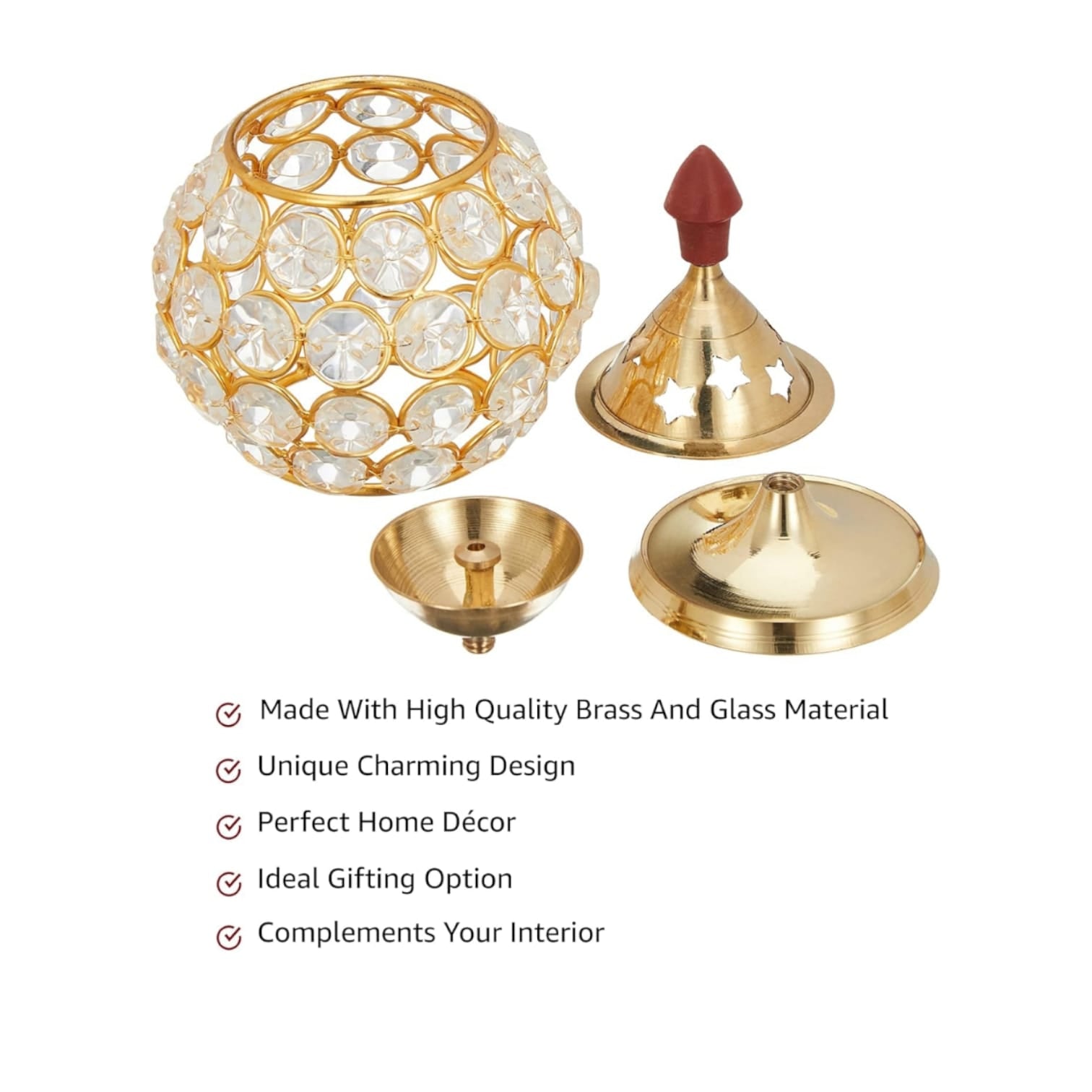 Brass Crystal Akhand Jyot Matki Diya from Timeshopee, available in various sizes, ideal for puja and home decoration.