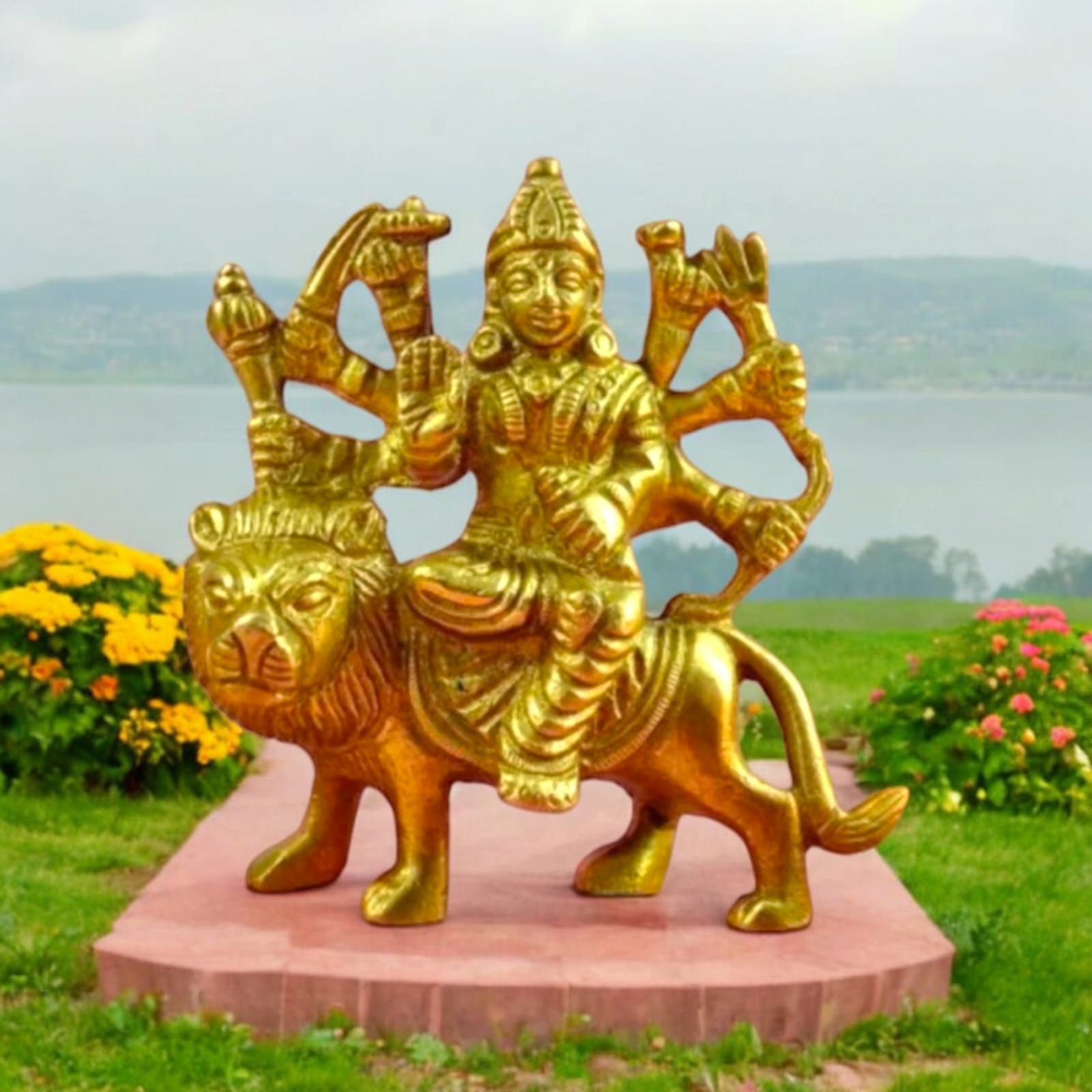Brass Durga Statue Sherawali Mata By Timeshopee