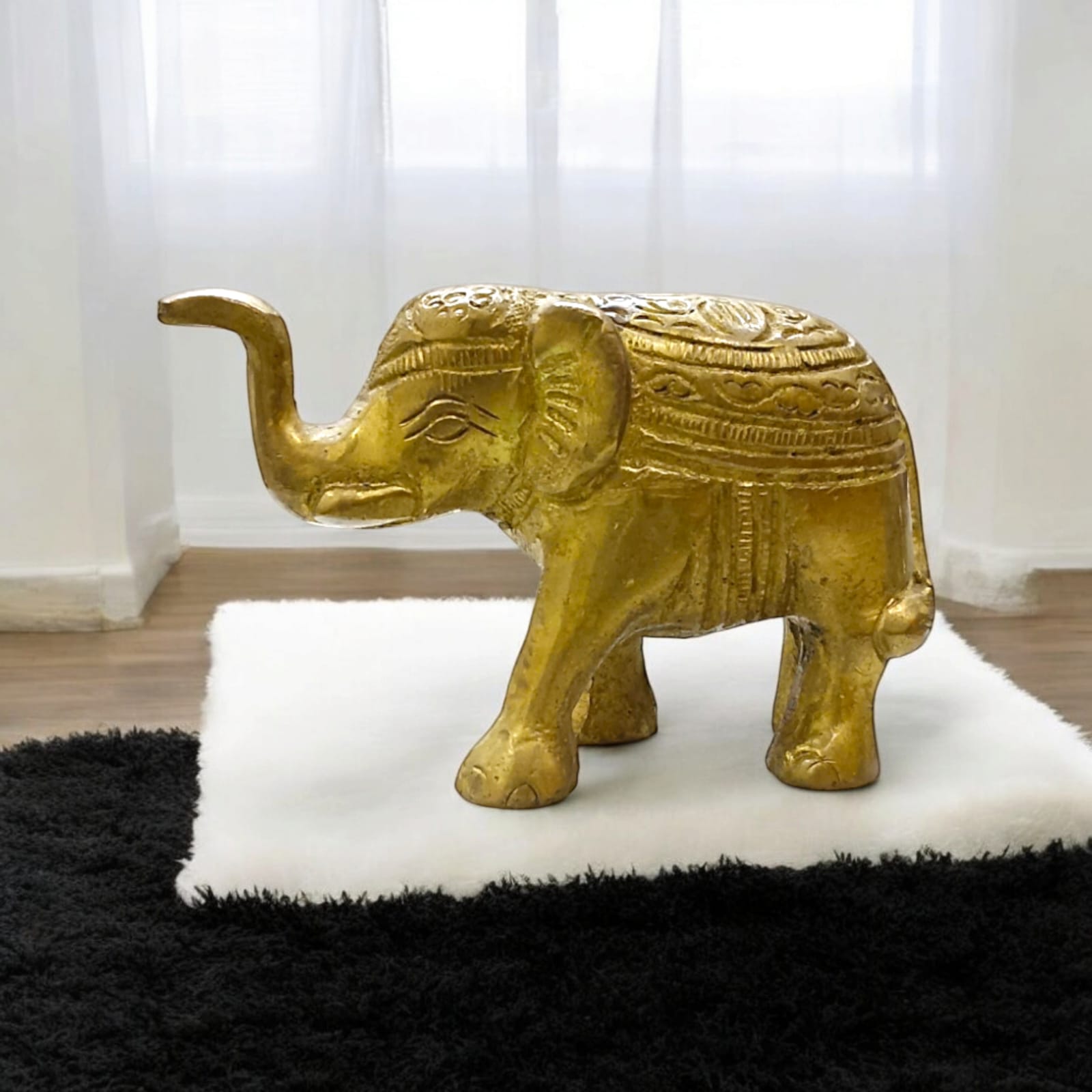 Brass Elephant Statue, detailed office decor, available at Timeshopee.