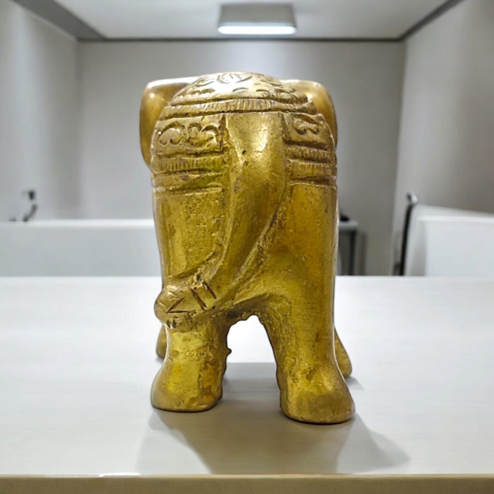 Brass Elephant Statue, detailed office decor, available at Timeshopee.