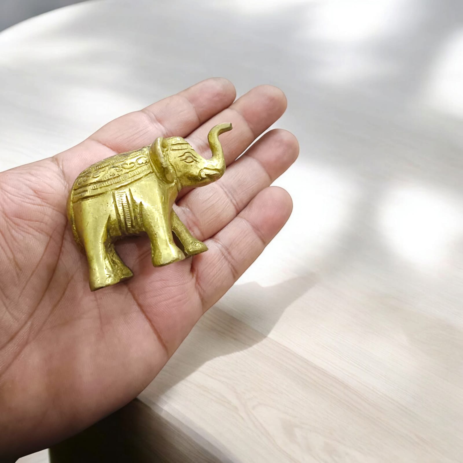 Brass Elephant Statue, detailed office decor, available at Timeshopee.