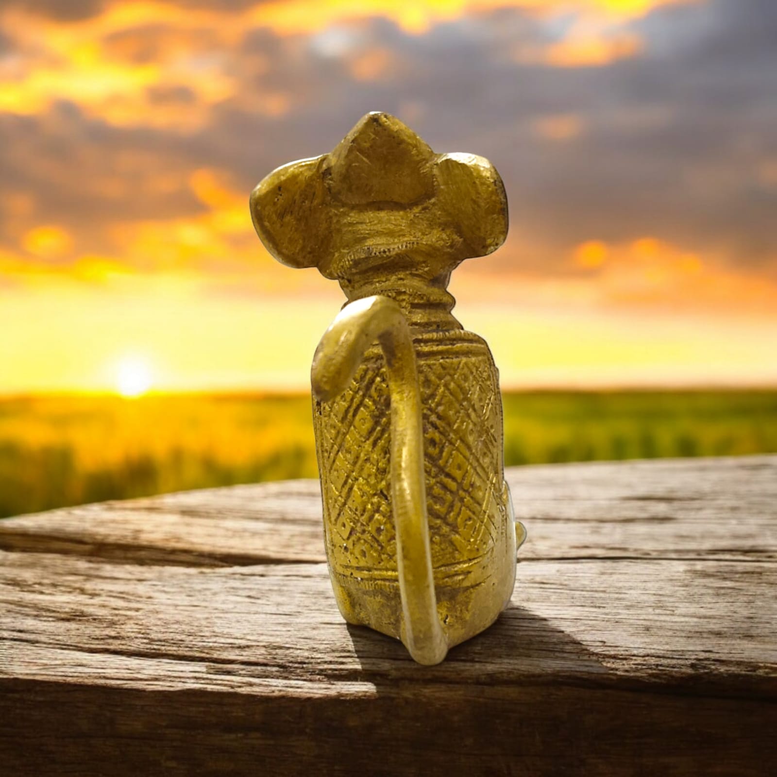 Brass Ganesha Mooshak Diya Idol - 3 Inches Tall, Decorative Oil Lamp Murti for Home and Temple | Timeshopee