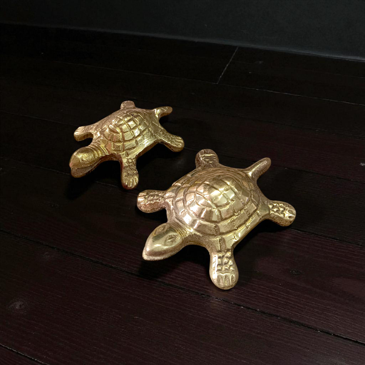 Brass Kachua with Yantra for wish fulfillment, available in 3-inch and 4-inch sizes from Timeshopee.