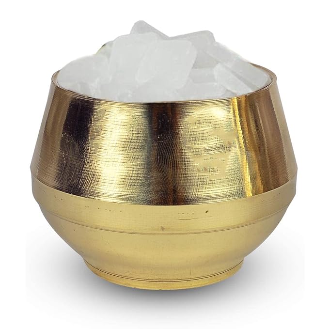 Brass Kapur Lamp for burning camphor, 6L x 6W x 17H cm, ideal for spiritual rituals, available from Timeshopee.