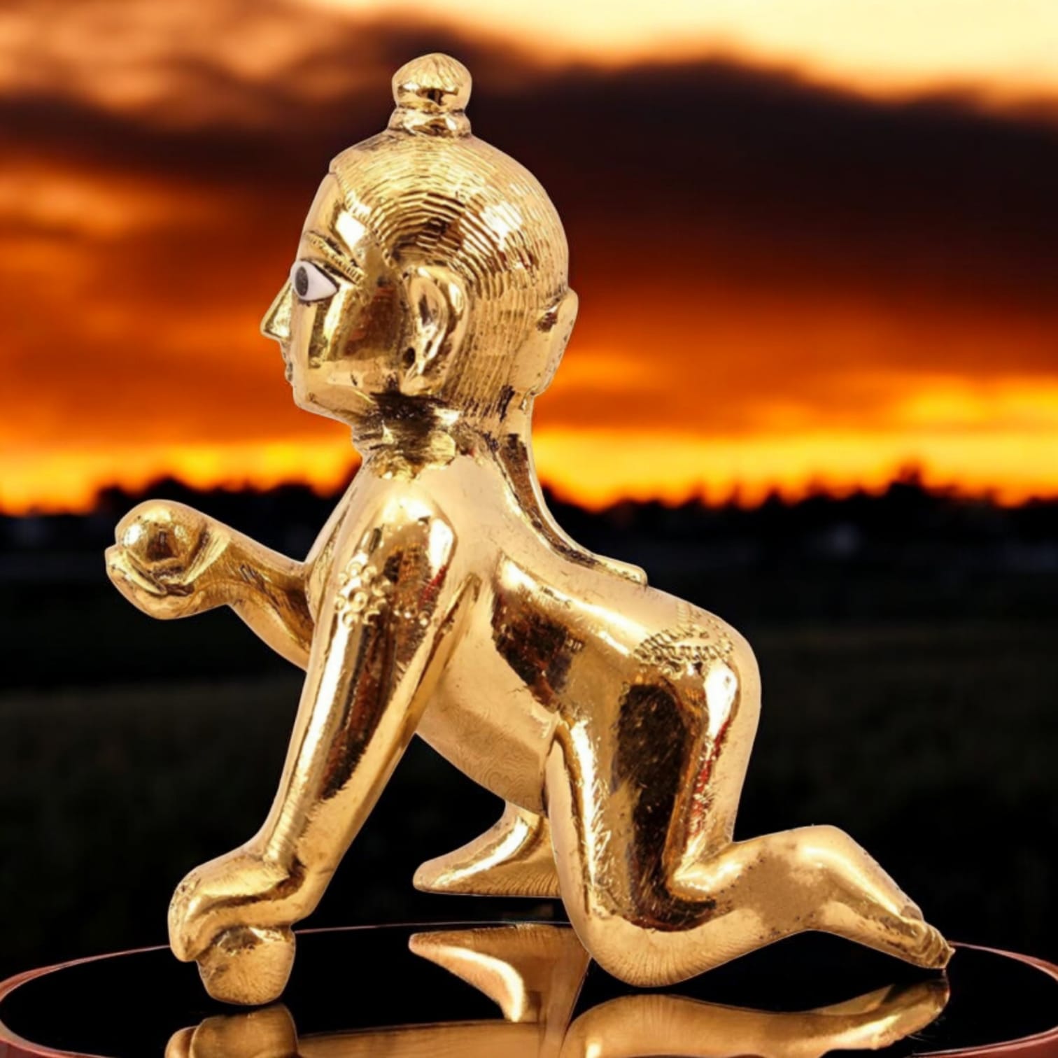 Brass Laddu Gopal Idol in Various Sizes - Bal Gopal Statue by Timeshopee-Online Religious Store