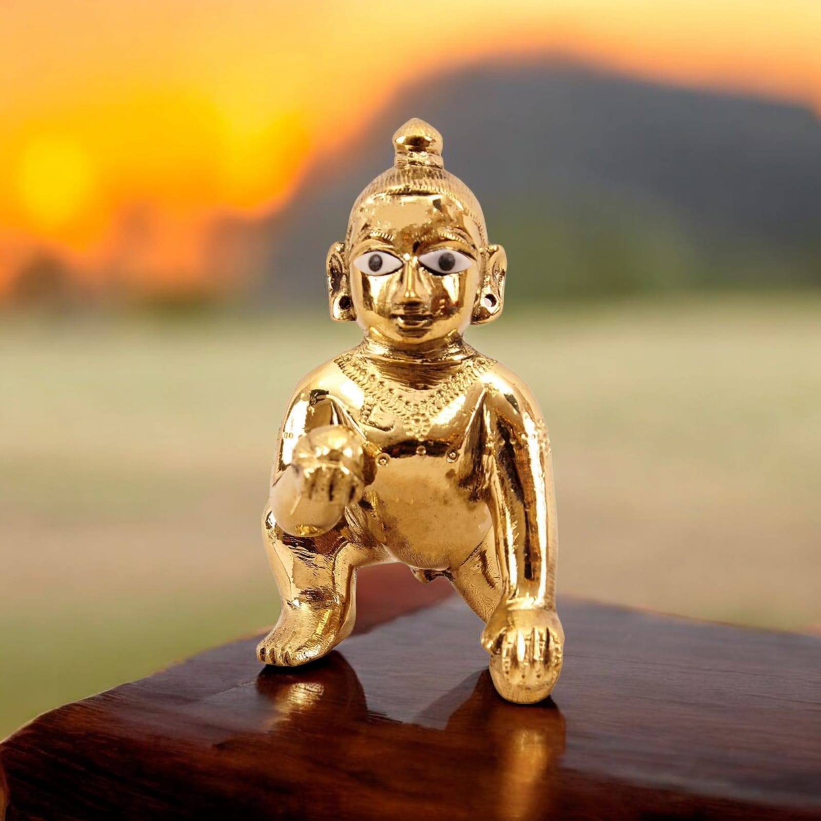 Brass Laddu Gopal Idol in Various Sizes - Bal Gopal Statue by Timeshopee-Online Religious Store
