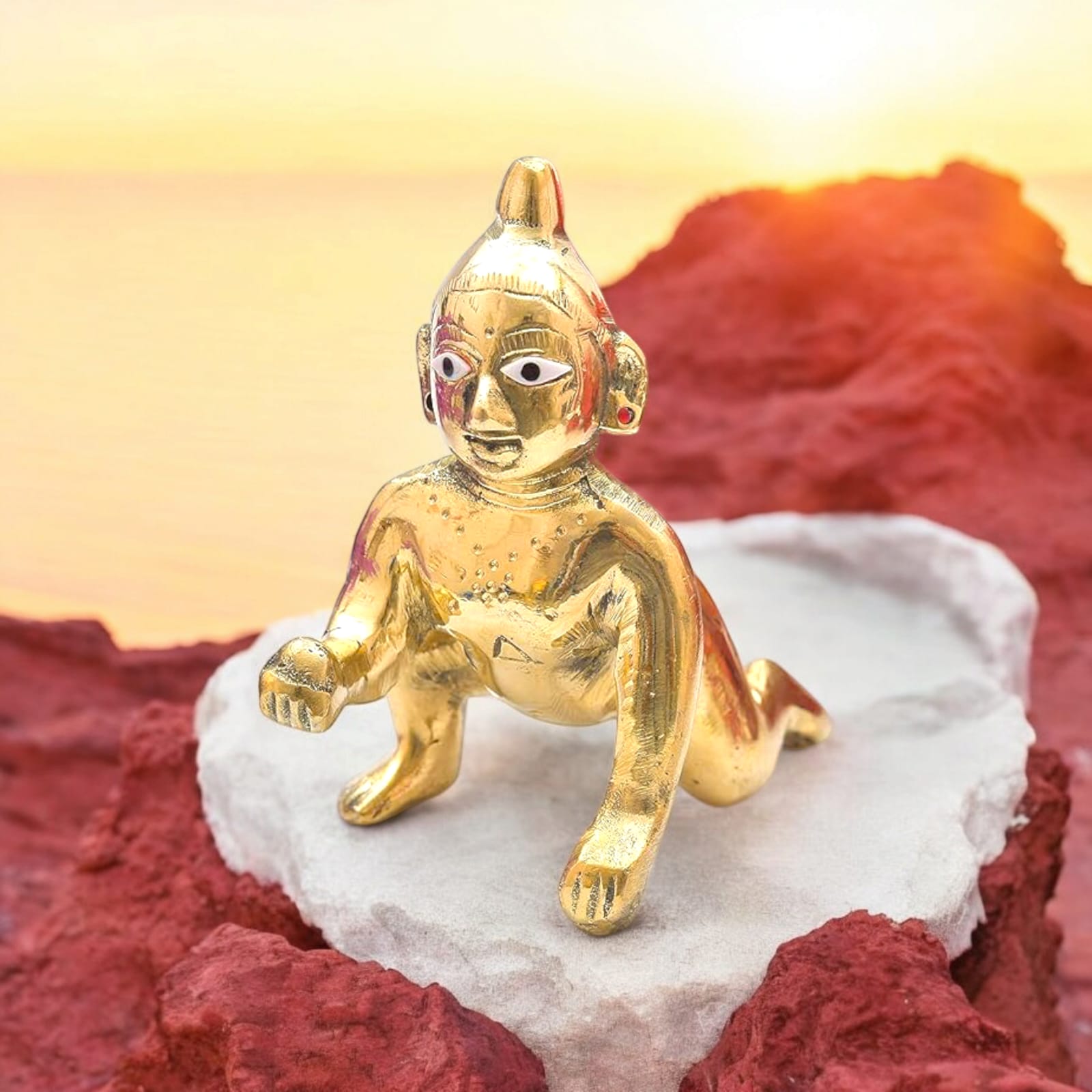 Brass Laddu Gopal Idol in Various Sizes - Bal Gopal Statue by Timeshopee-Online Religious Store