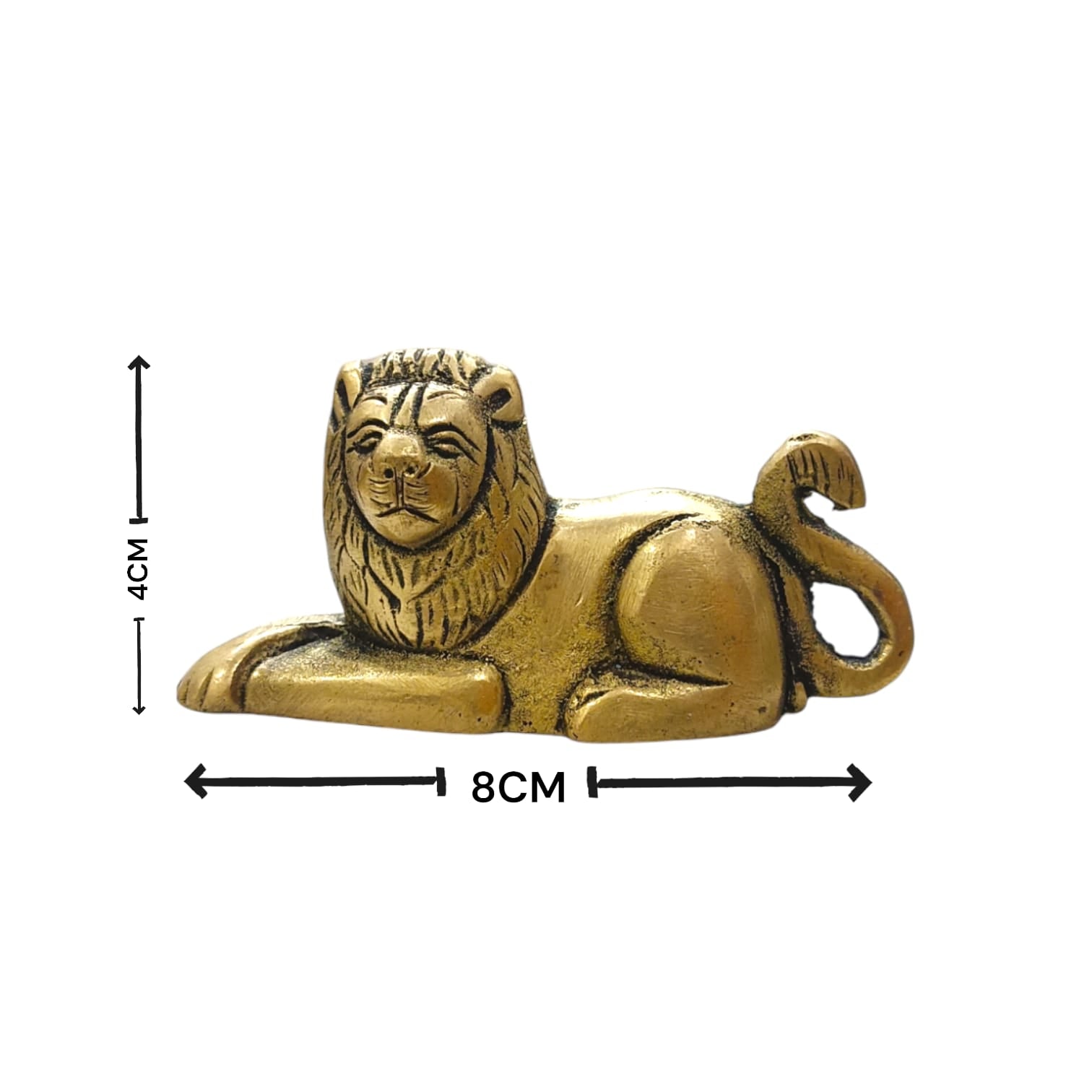 Brass Lion Idol Combo Set - Mirror-Positioned Lions for Office or Temple by Timeshopee-Online Religious Store