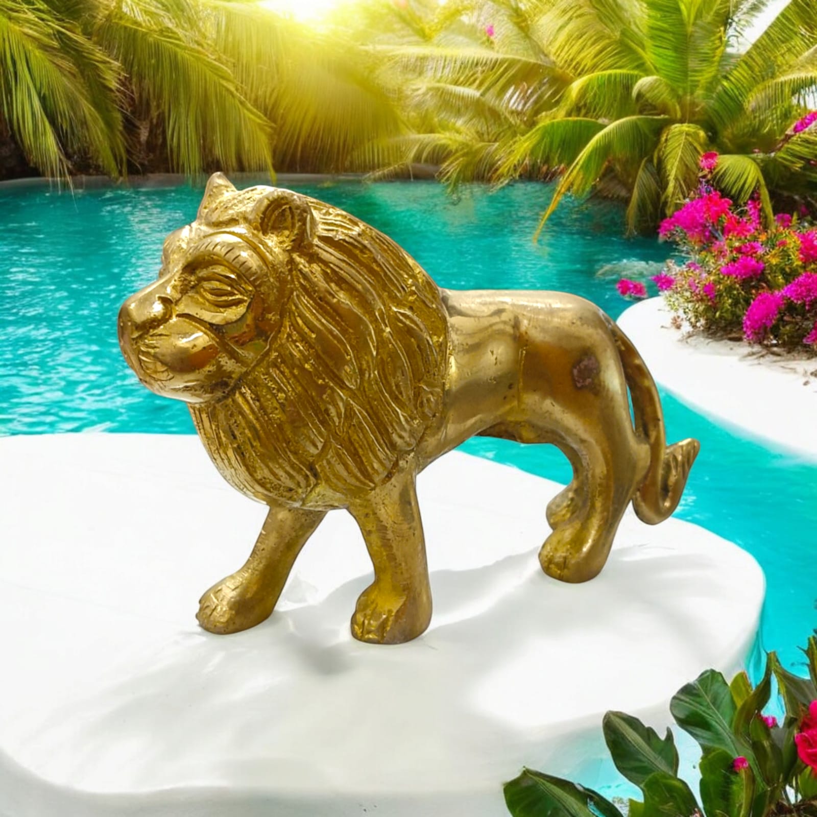 Brass Lion Statue For Office Vastu By Timeshopee