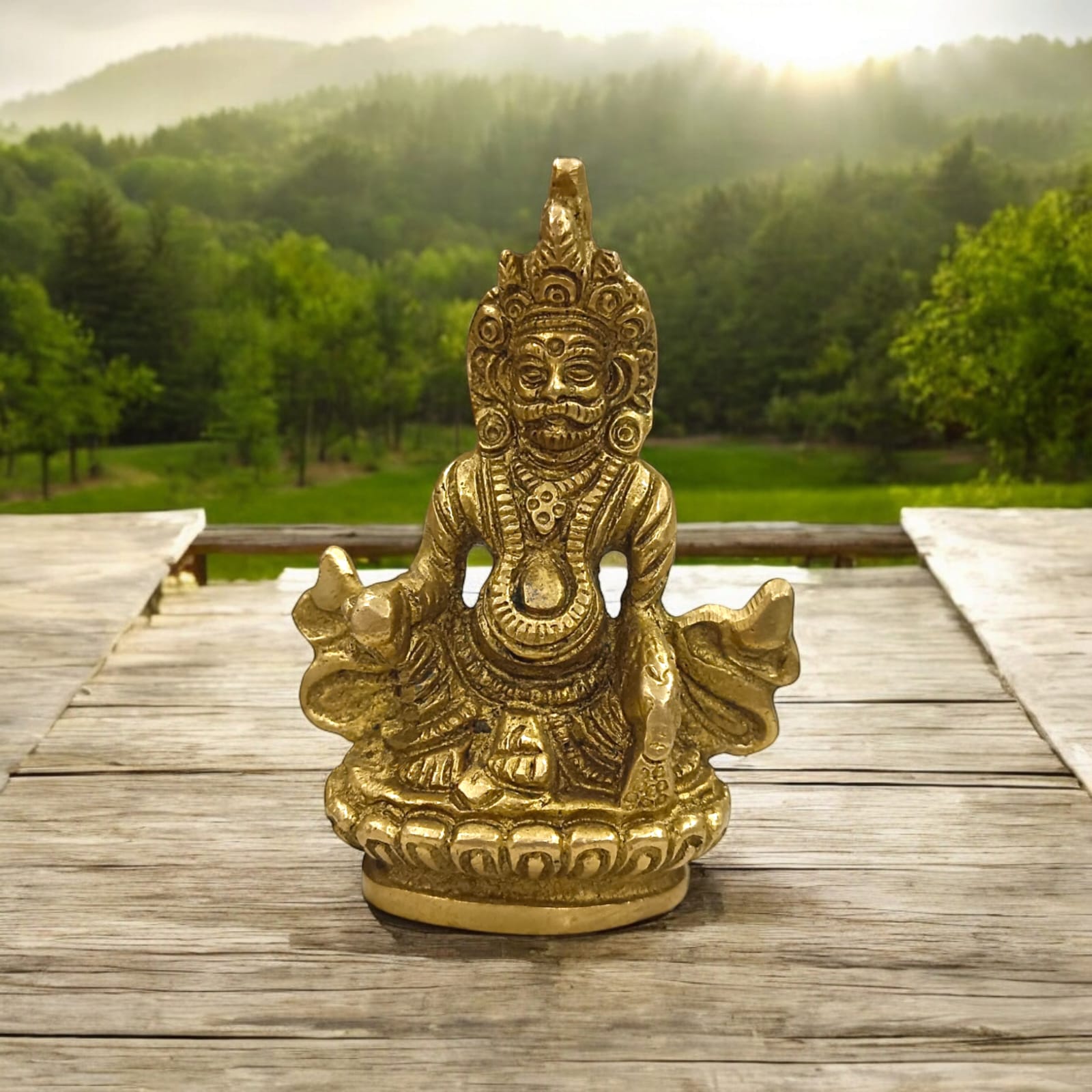 Brass Lord Kubera Statue - Available in 4-inch and 3-inch sizes by Timeshopee-Online Religious Store