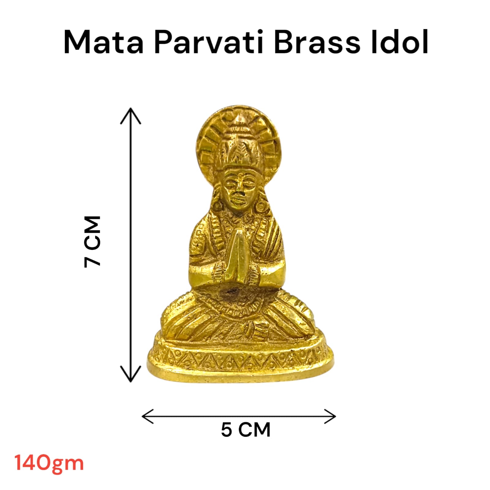 Brass Mata Parvati Murti, intricately designed Maa Parvati idol, available for home altars and gifting at Timeshopee.