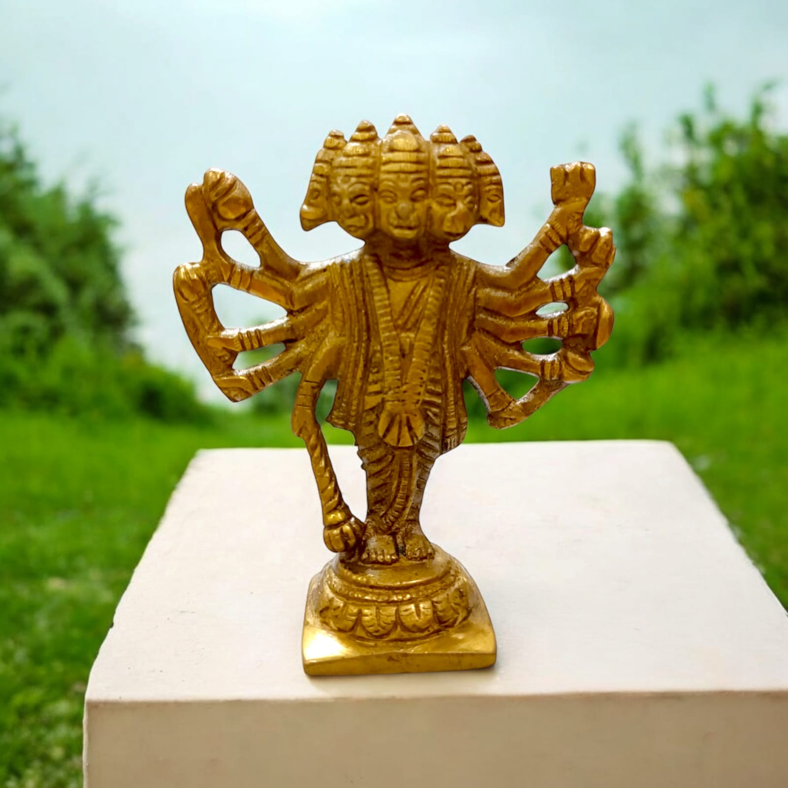 Brass Panchmukhi Hanuman Ji Murti | Bajrang Bali Statue | Timeshopee