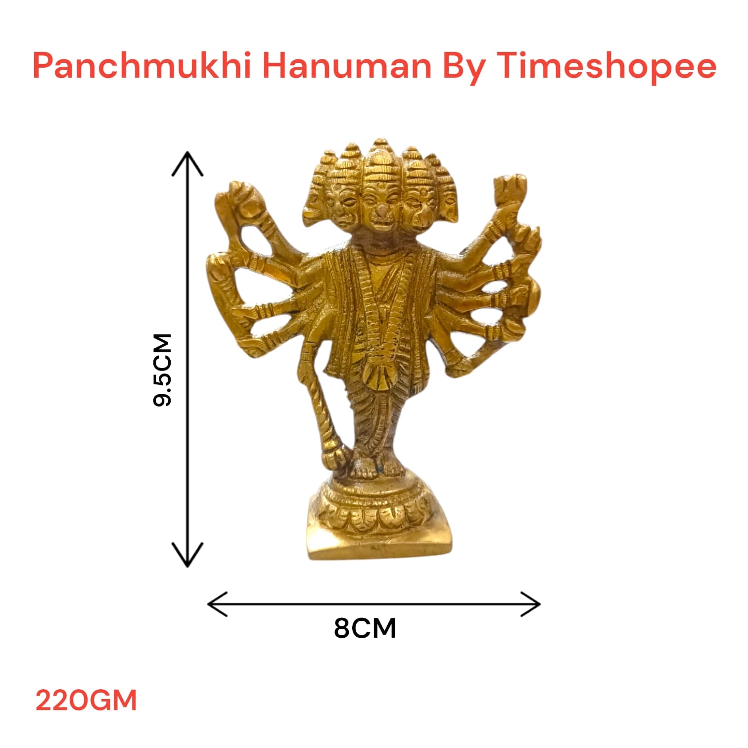 Brass Panchmukhi Hanuman Ji Murti | Bajrang Bali Statue | Timeshopee