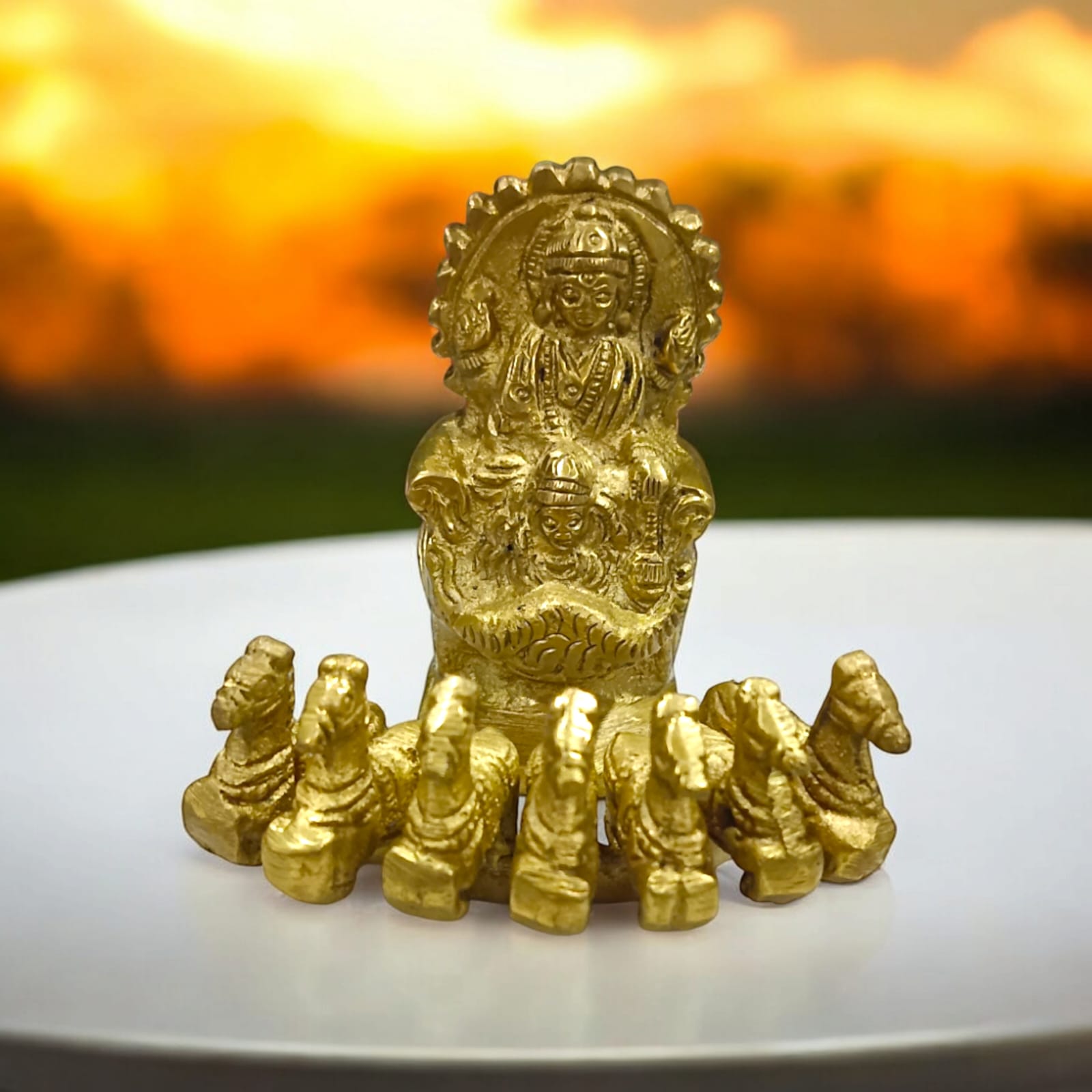 Brass Surya Dev with Rath | Surya Dev Brass Murti | Timeshopee