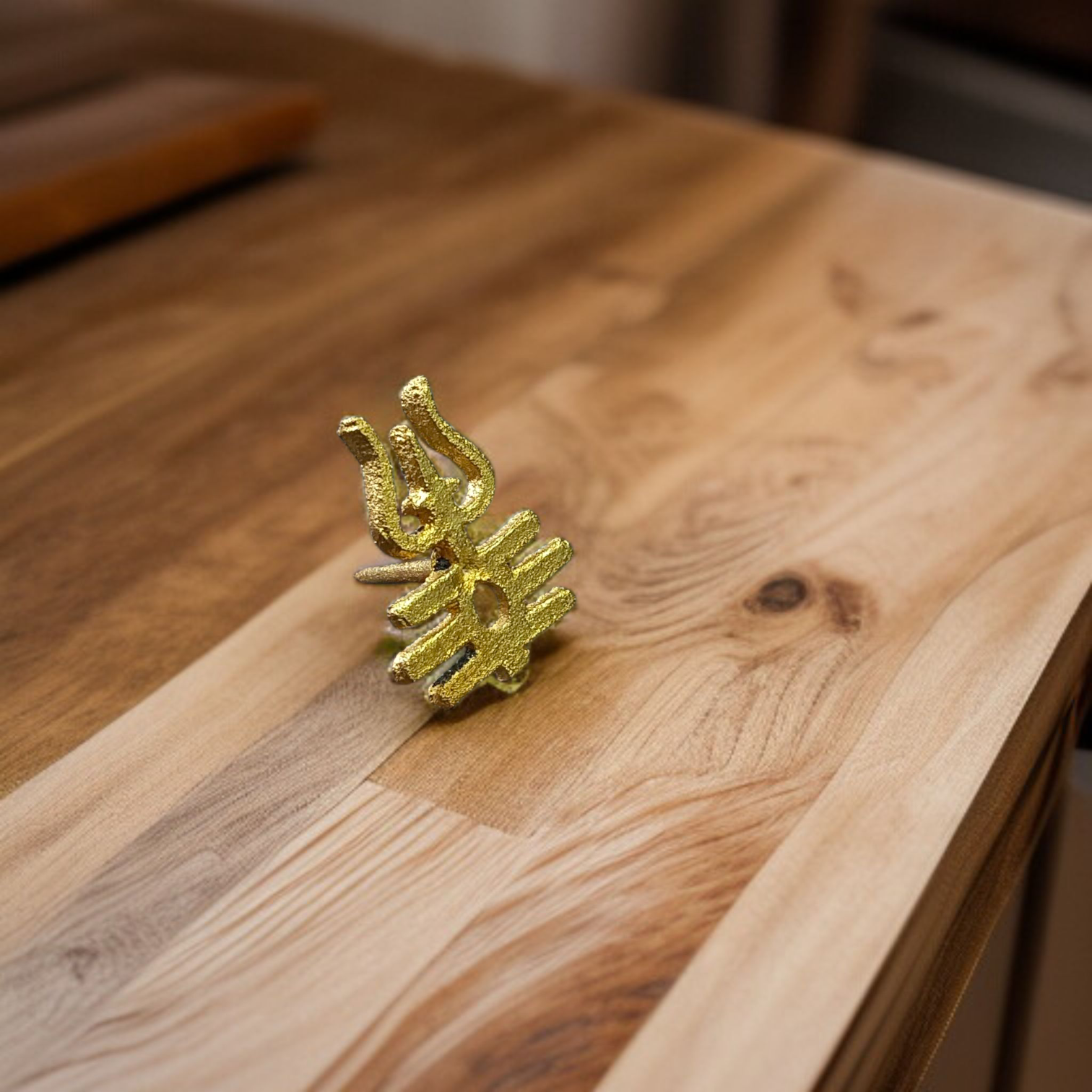 Brass Trishul Tripund Tilak Stamp for Forehead – Sacred Shiva Tilak Tool for Puja, Worship, and Spiritual Rituals