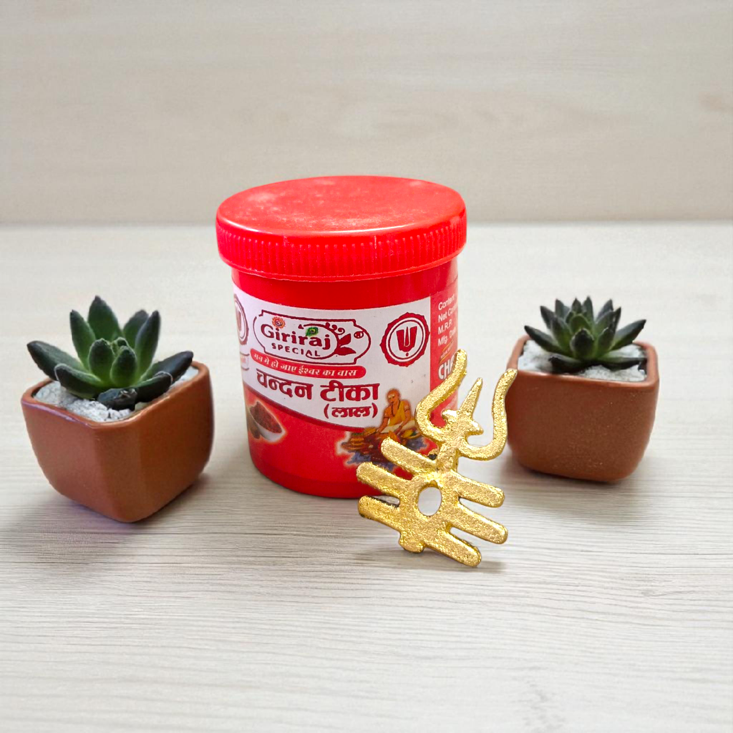 Brass Trishul Tripund Tilak Stamp for Forehead – Sacred Shiva Tilak Tool for Puja, Worship, and Spiritual Rituals