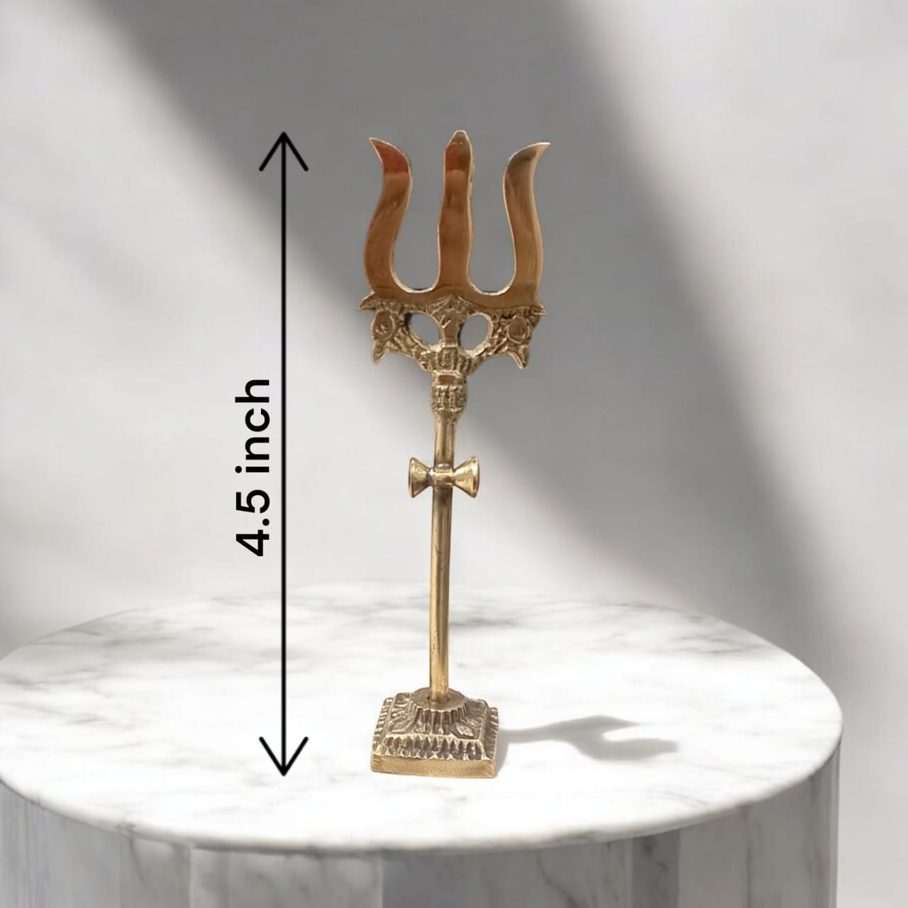 Brass Trishul with Damru | Decorative Handcrafted Figurine | Timeshopee